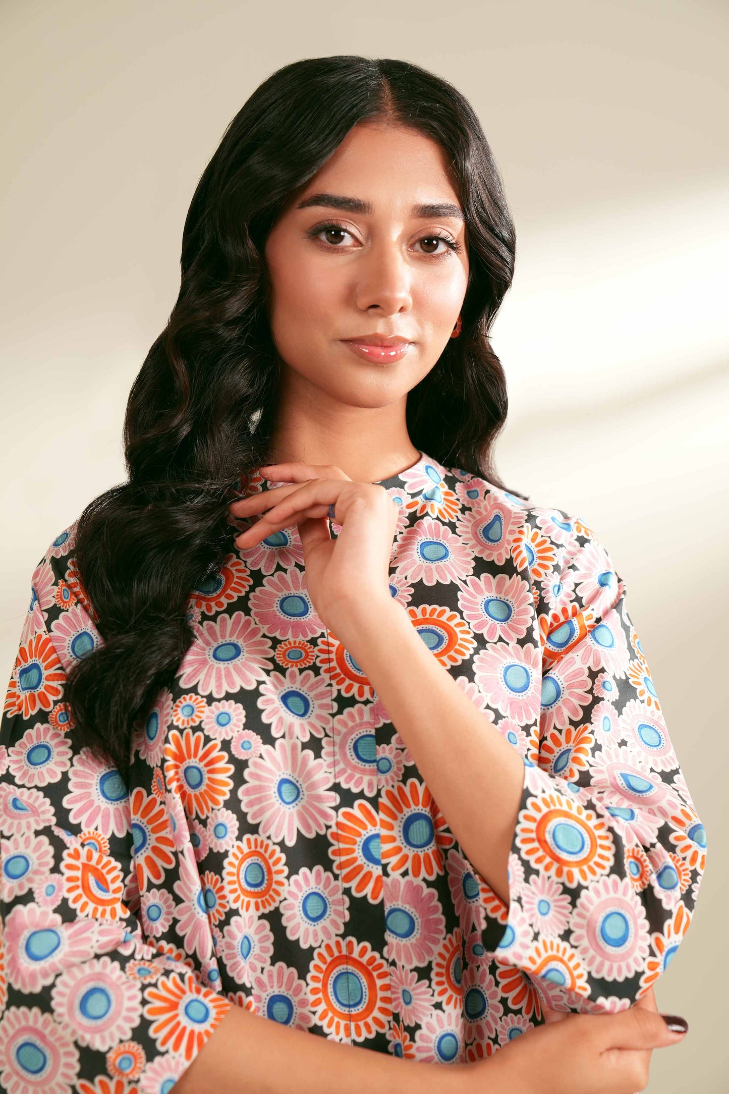 Playful Pastel Pink Daisy Print Kurta & Pant Co-ord