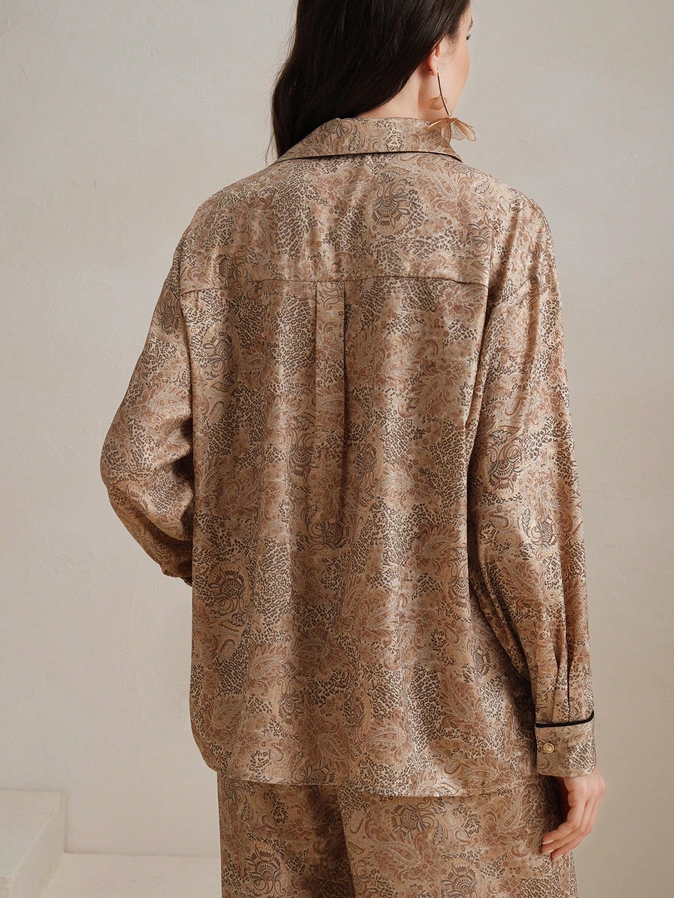 Khaki Elegant Leopard & Paisley Print Co-ord Set