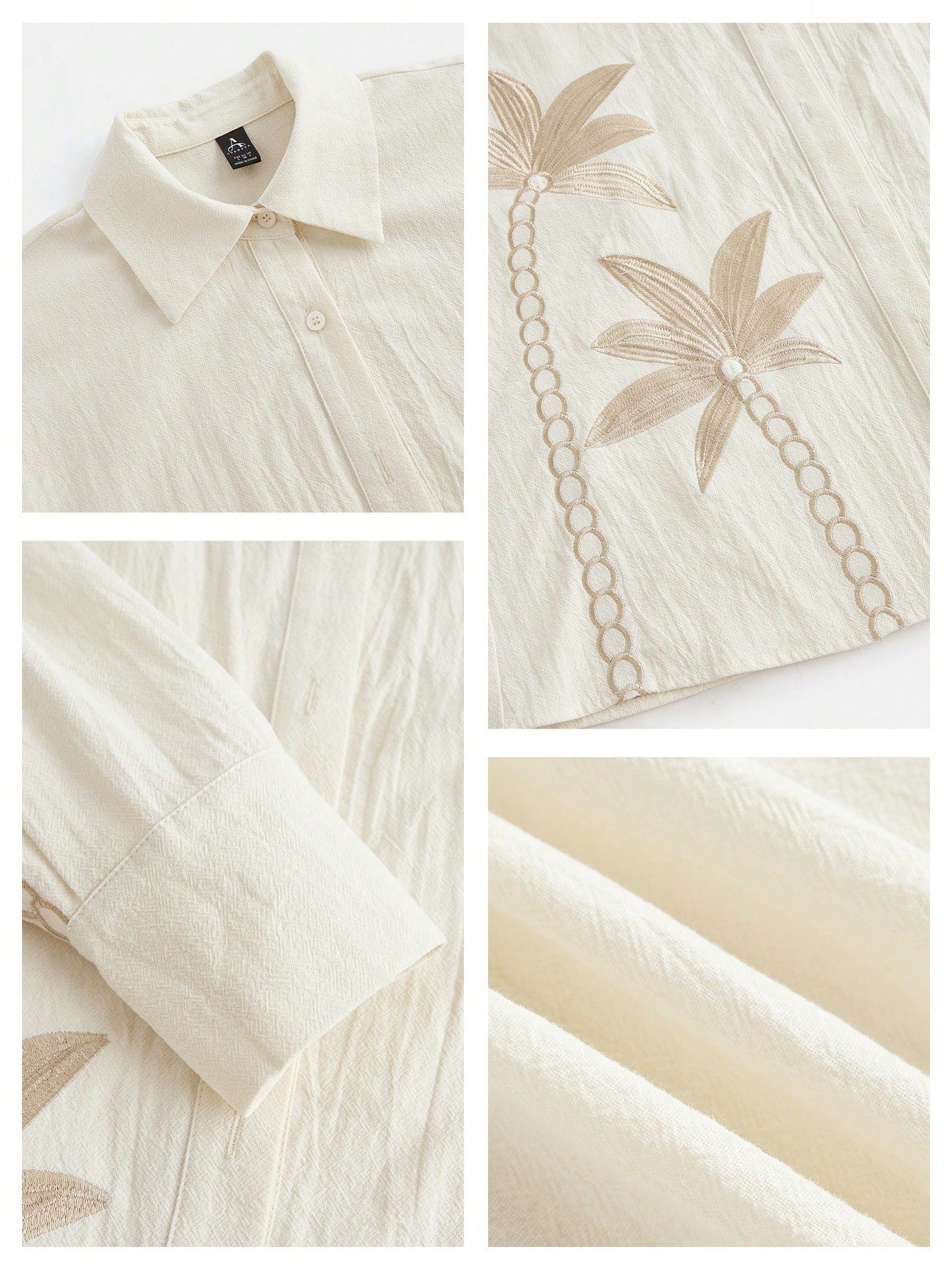 Beige Woven Craft Embroidered Apricot Long Sleeved Co-ord Set