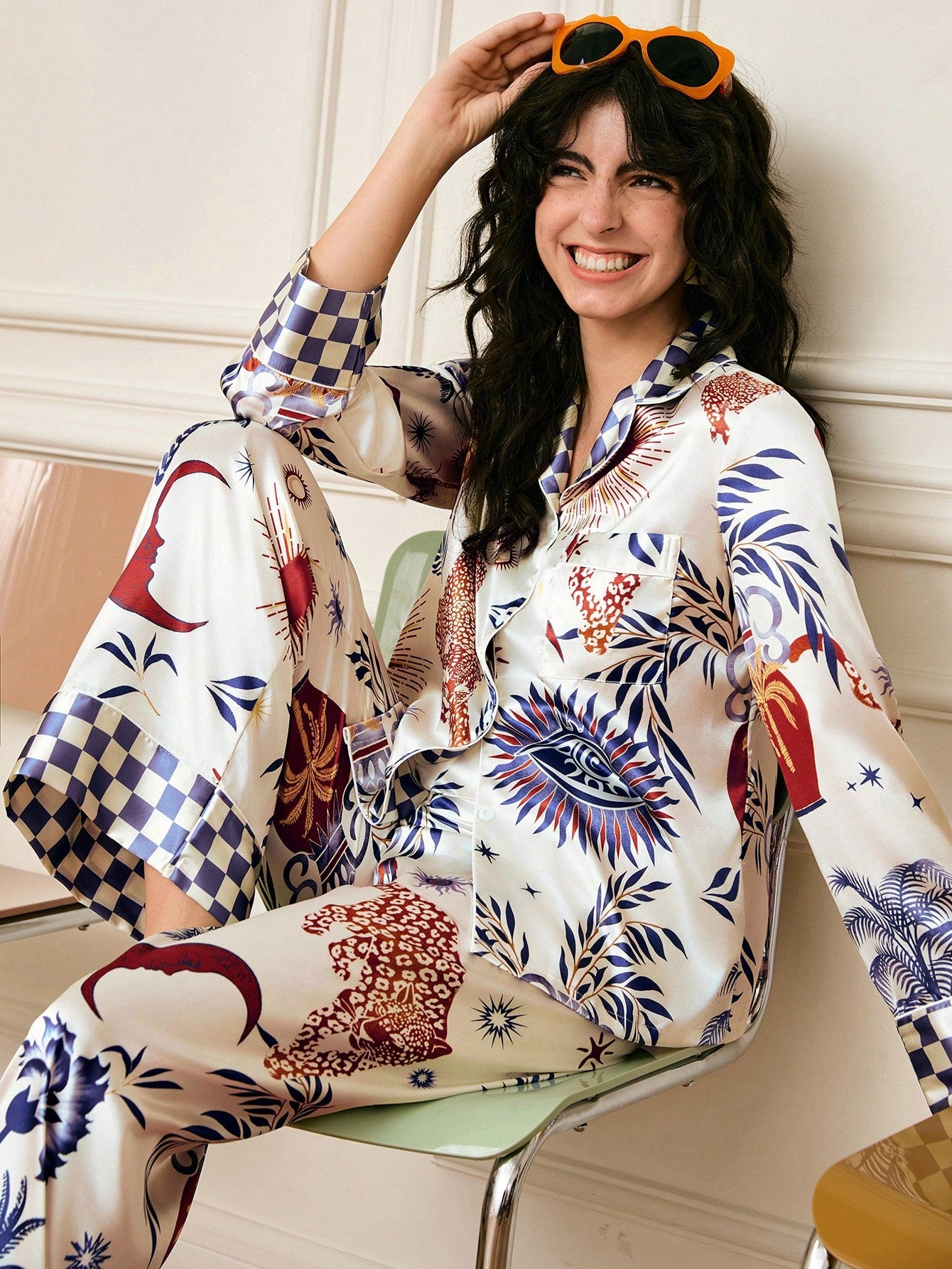 Chillnights Leopard Stripe Contrast Color Co-ord Set