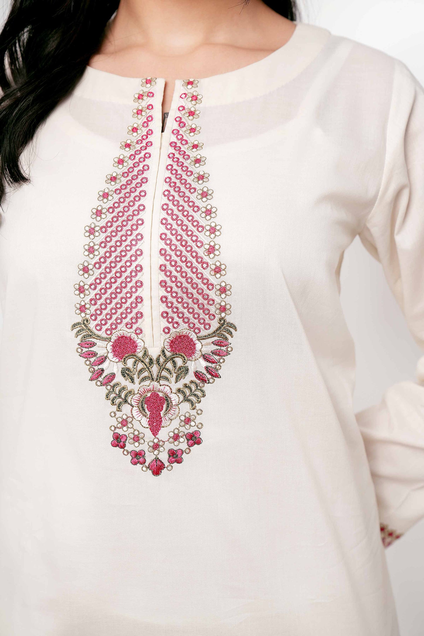 Elegant Ivory with Delicate Embroidery