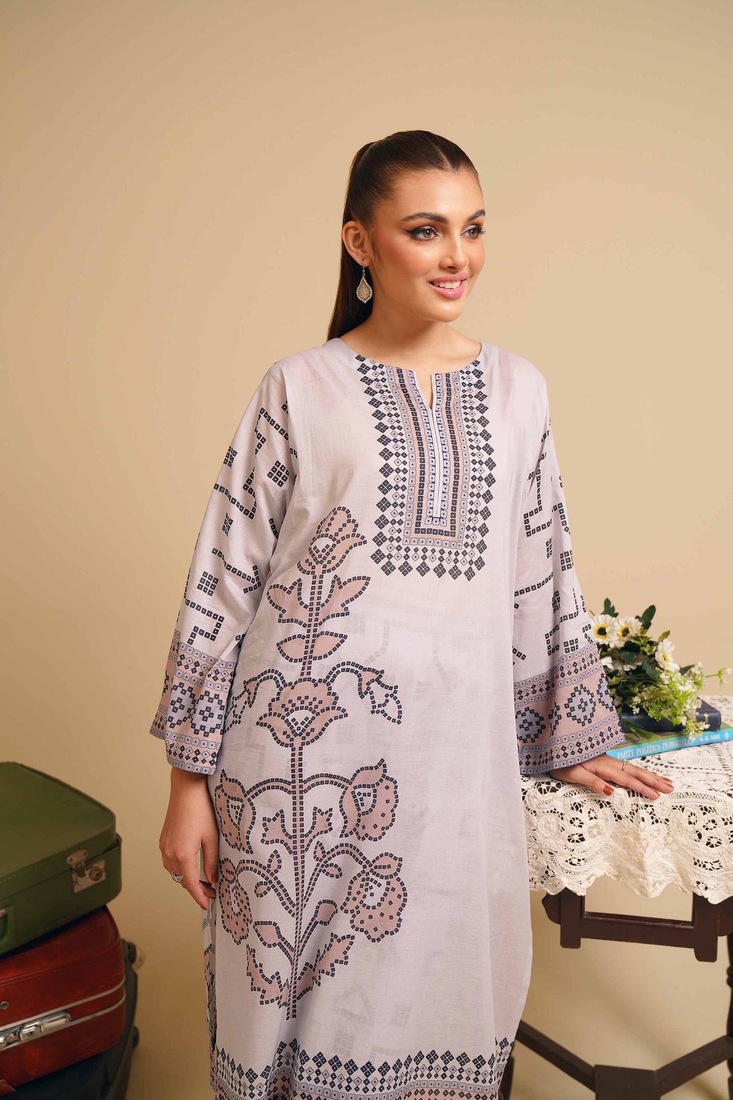 Geometric Bloom Two-Piece Suit