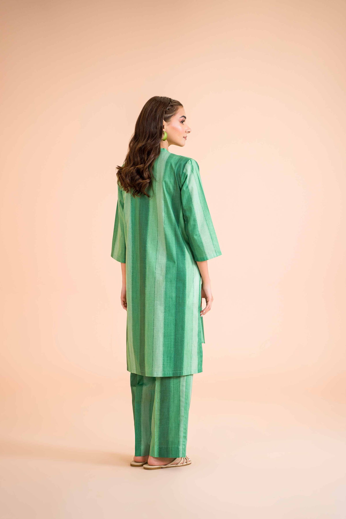 Verdant Elegance Striped Ensemble
