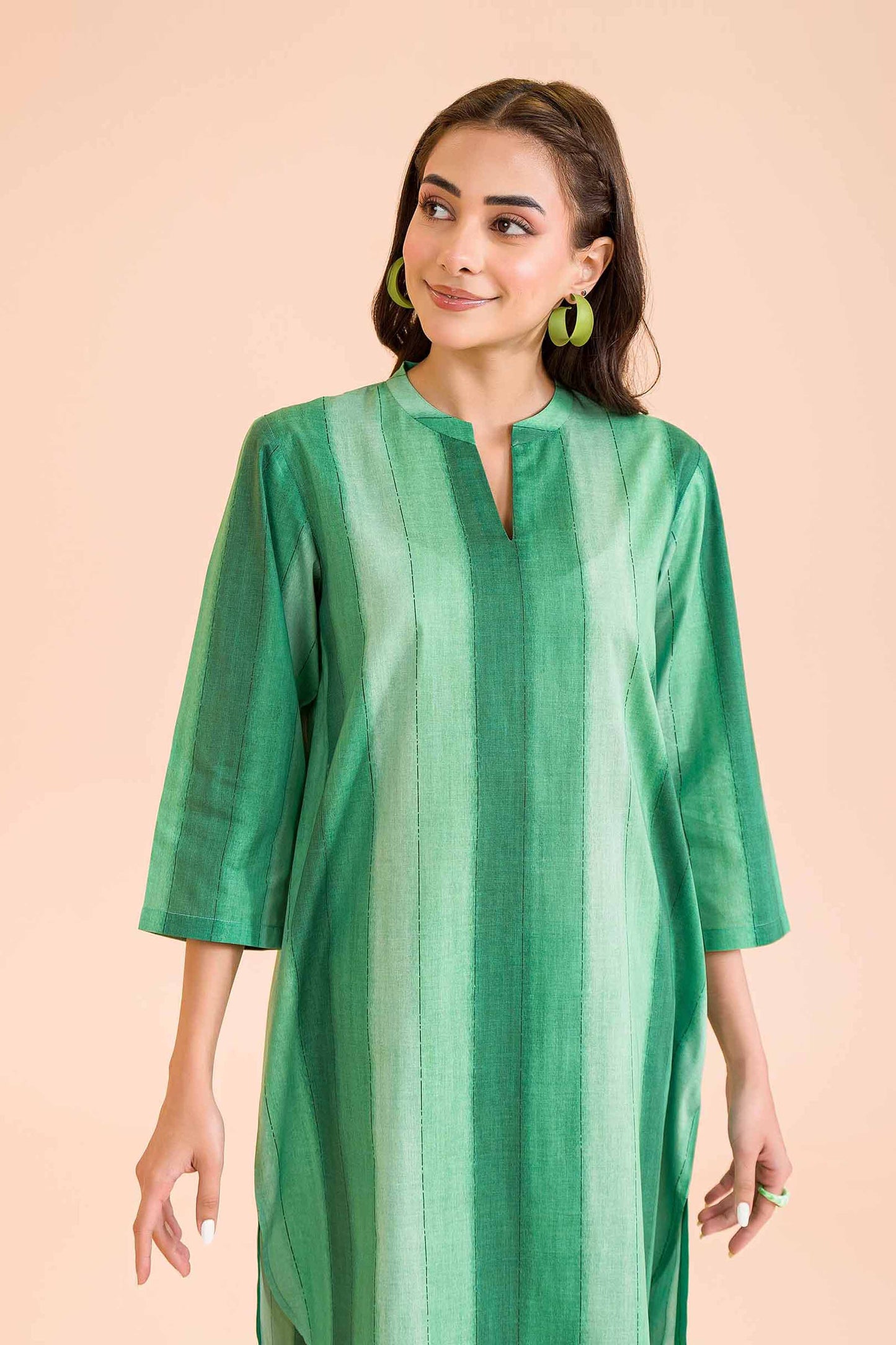 Verdant Elegance Striped Ensemble