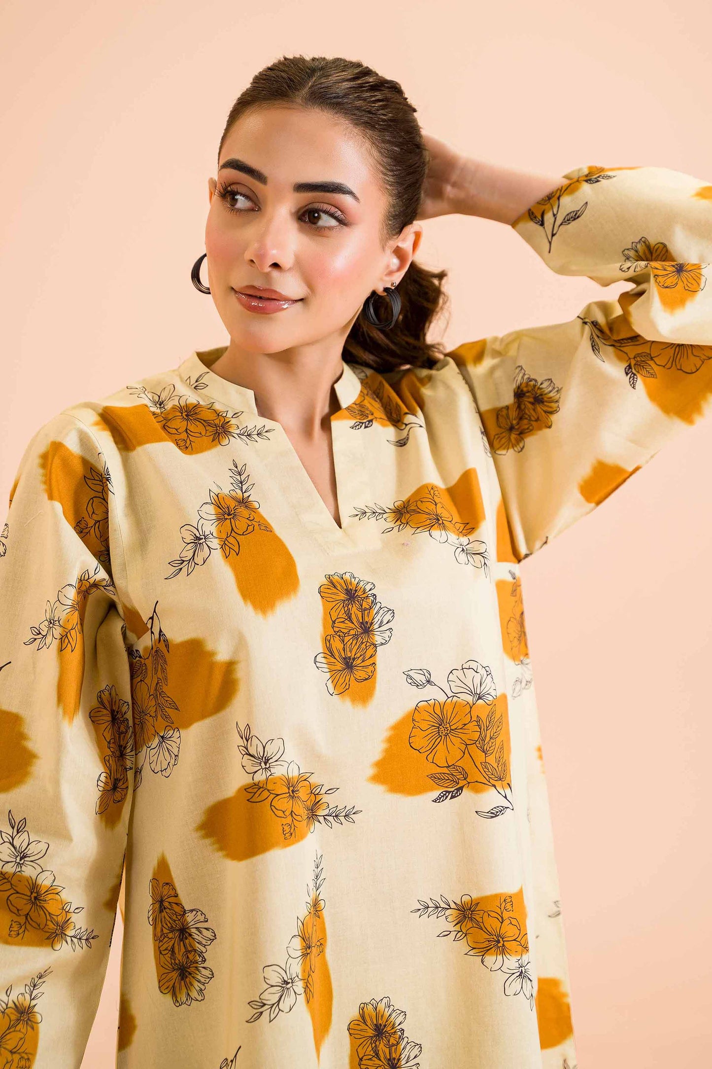 Amber Petals Printed Two-Piece Suit