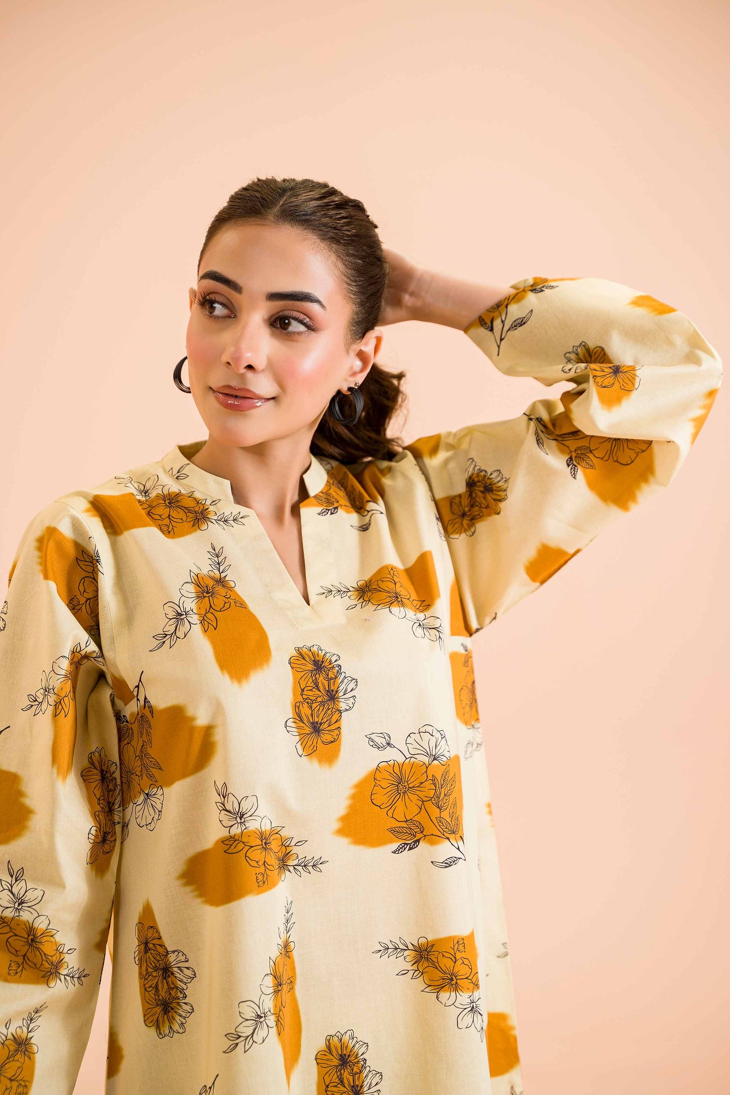 Amber Petals Printed Two-Piece Suit