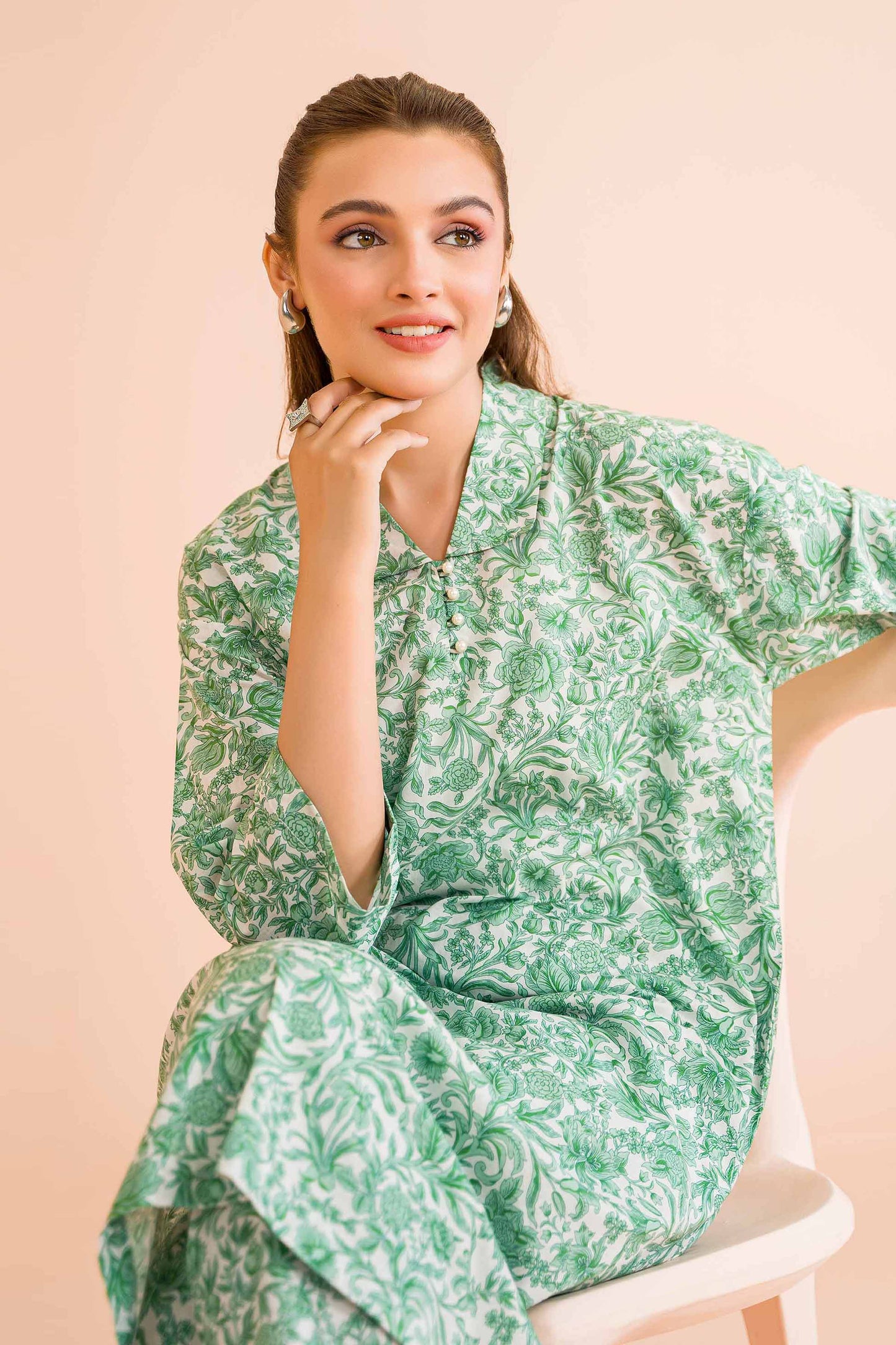Pastel Leafy Elegance Co-ord