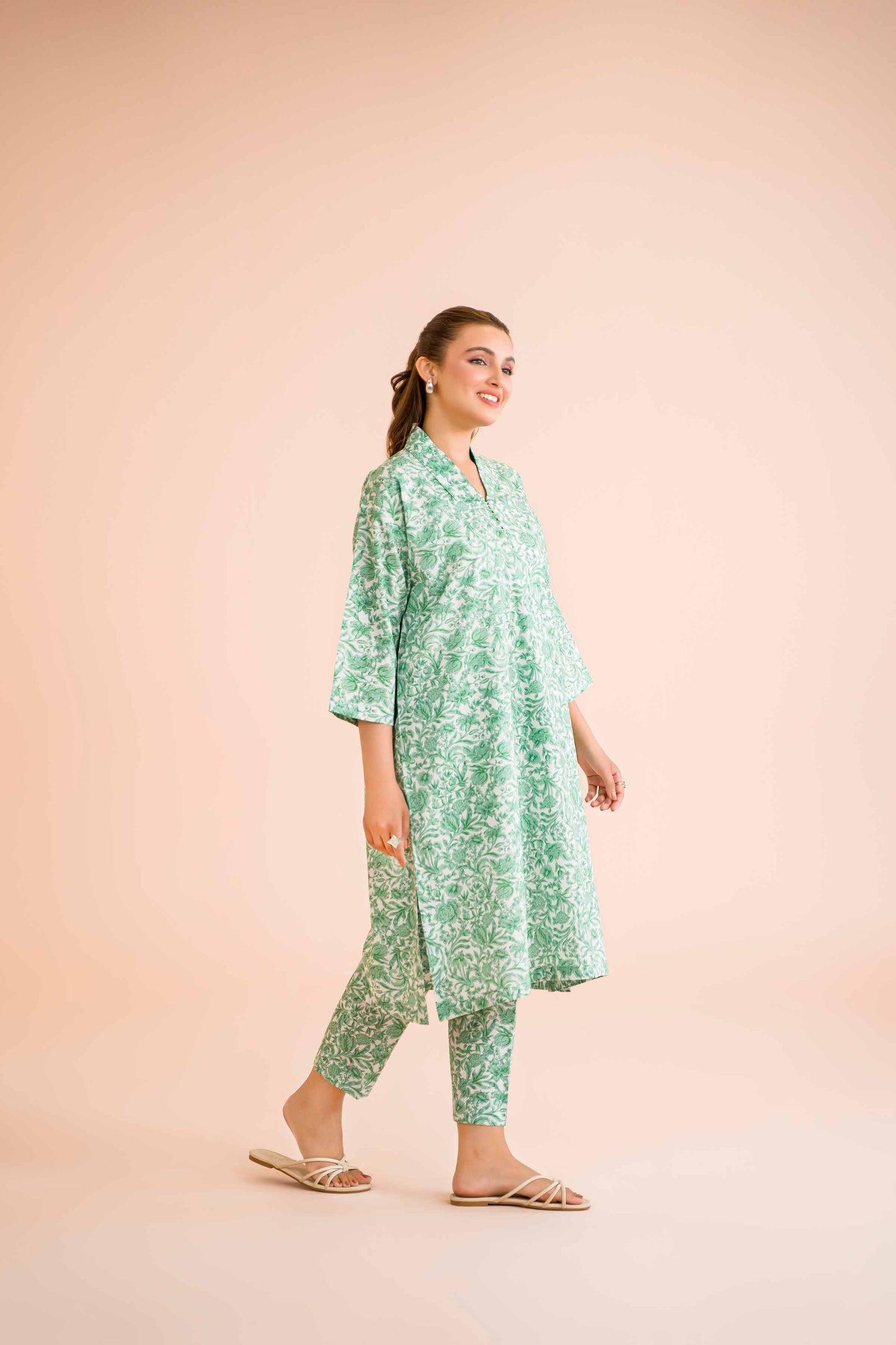 Pastel Leafy Elegance Co-ord