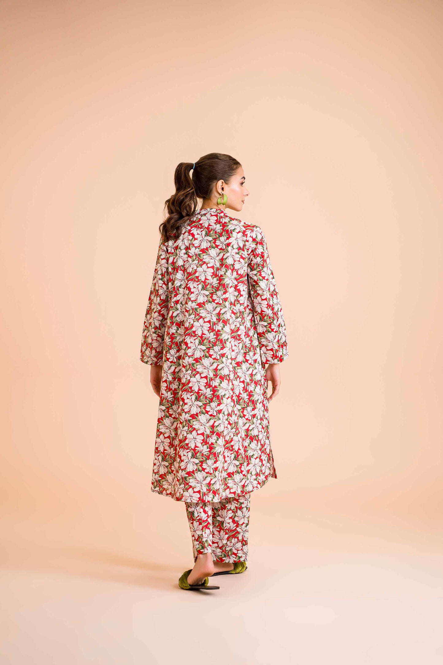 Scarlet Lily Printed Co-ord Set – Red & White Bloom Magic