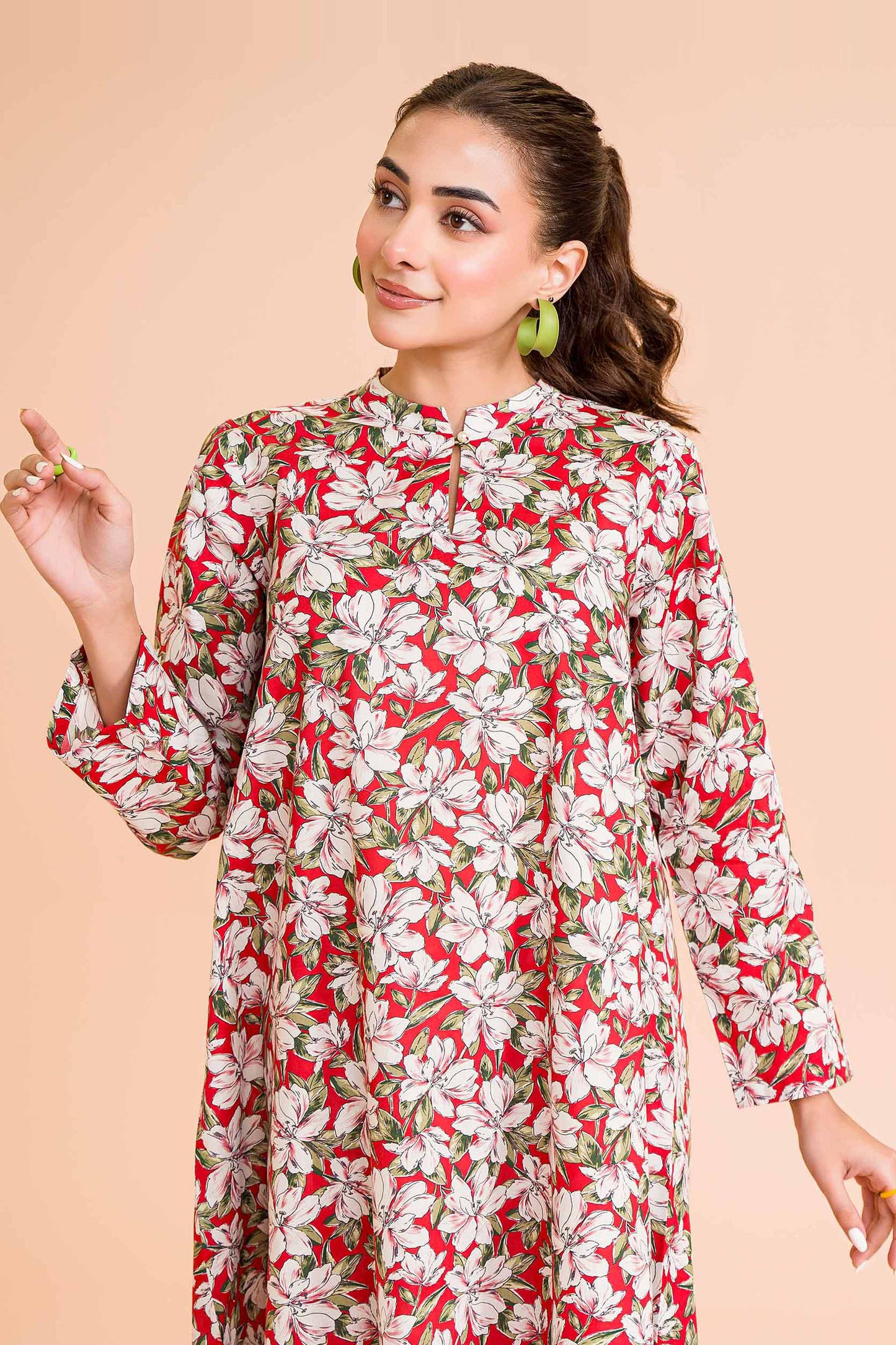 Scarlet Lily Printed Co-ord Set – Red & White Bloom Magic