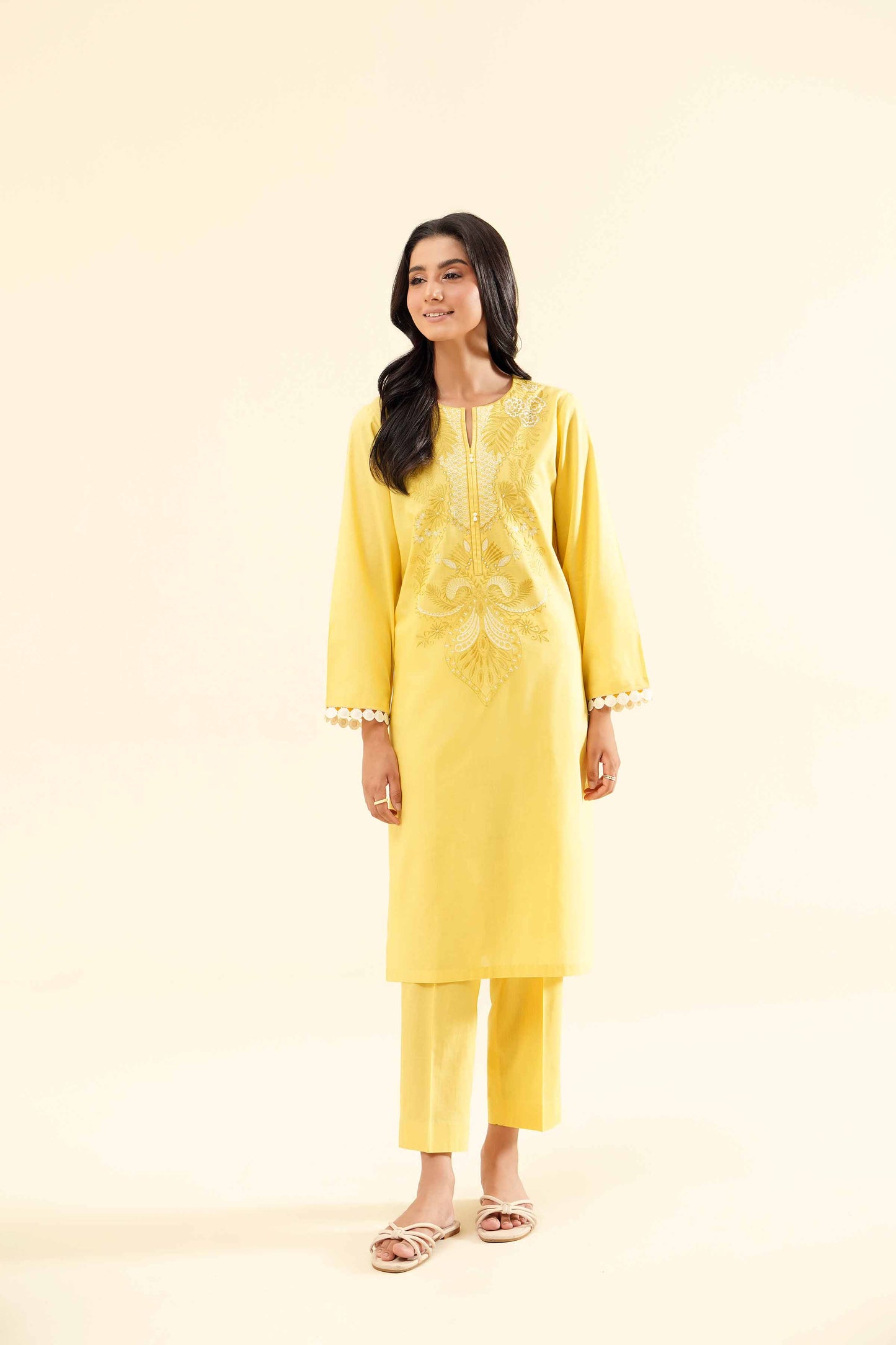 Sunny Glow Yellow Embroidered 2-Piece Set
