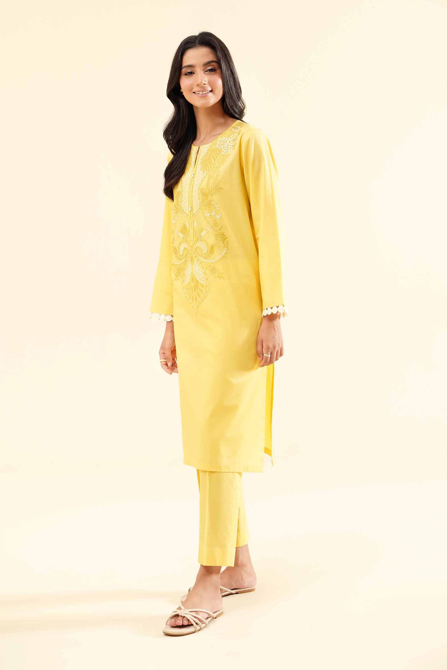 Sunny Glow Yellow Embroidered 2-Piece Set