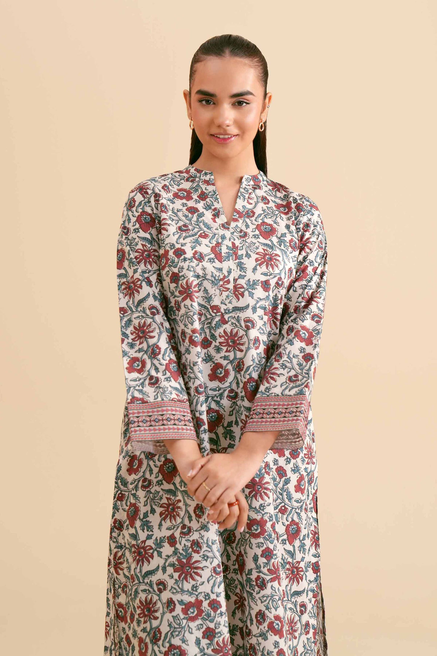 Ethnic Charm Red & Teal Floral Co-ord