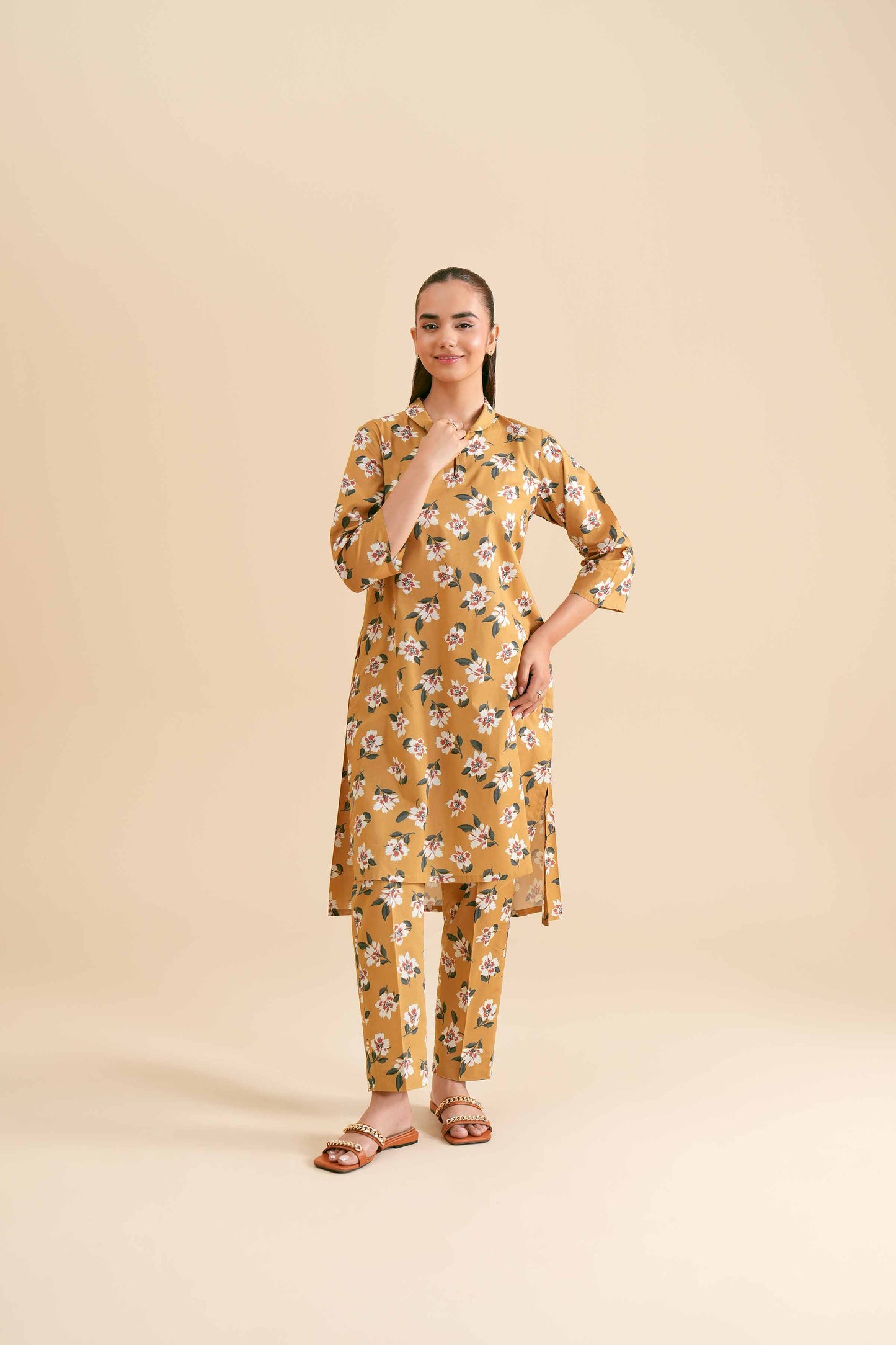 Mustard Yellow Blossom Printed 2-Piece Set