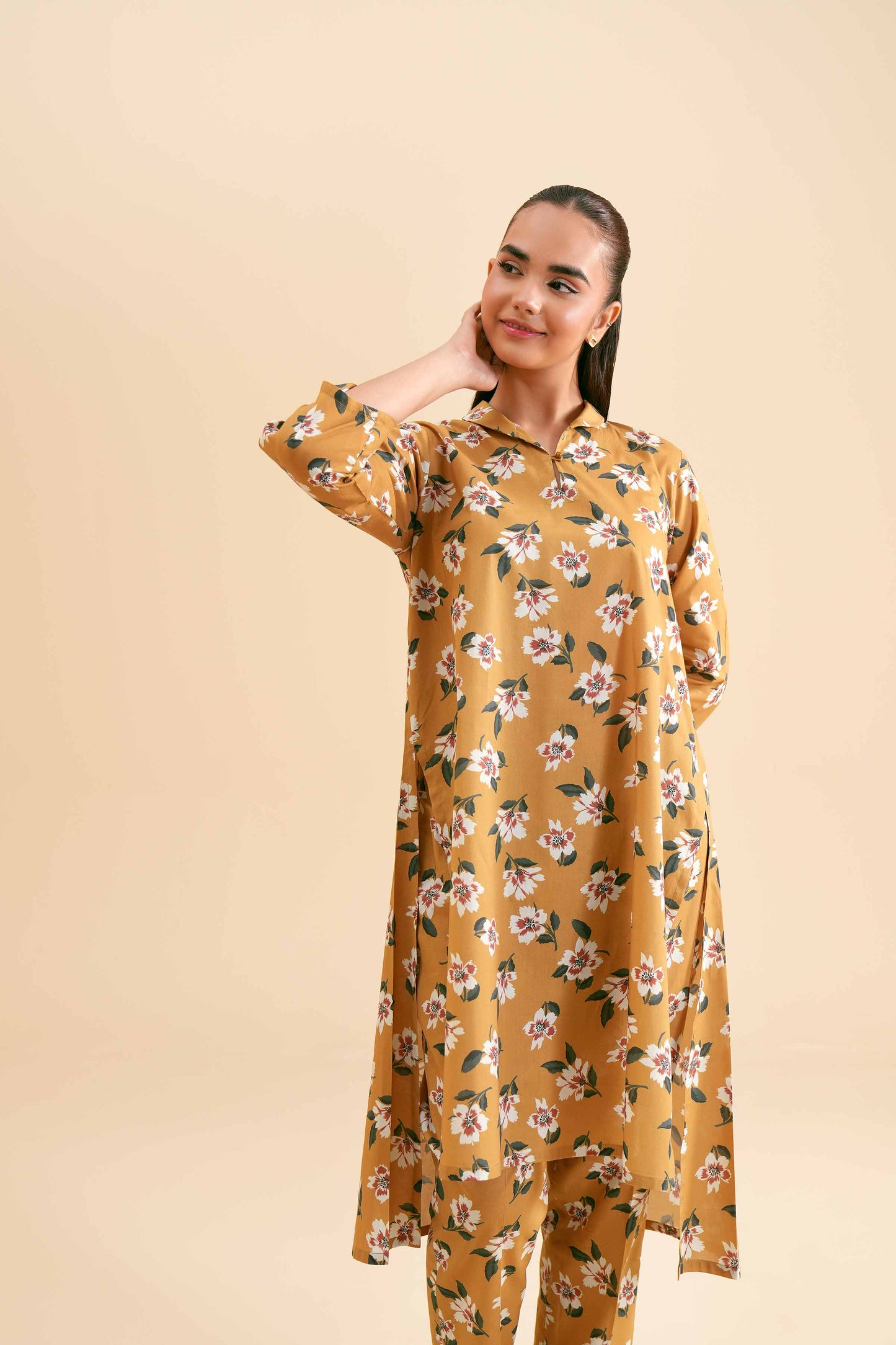 Mustard Yellow Blossom Printed 2-Piece Set