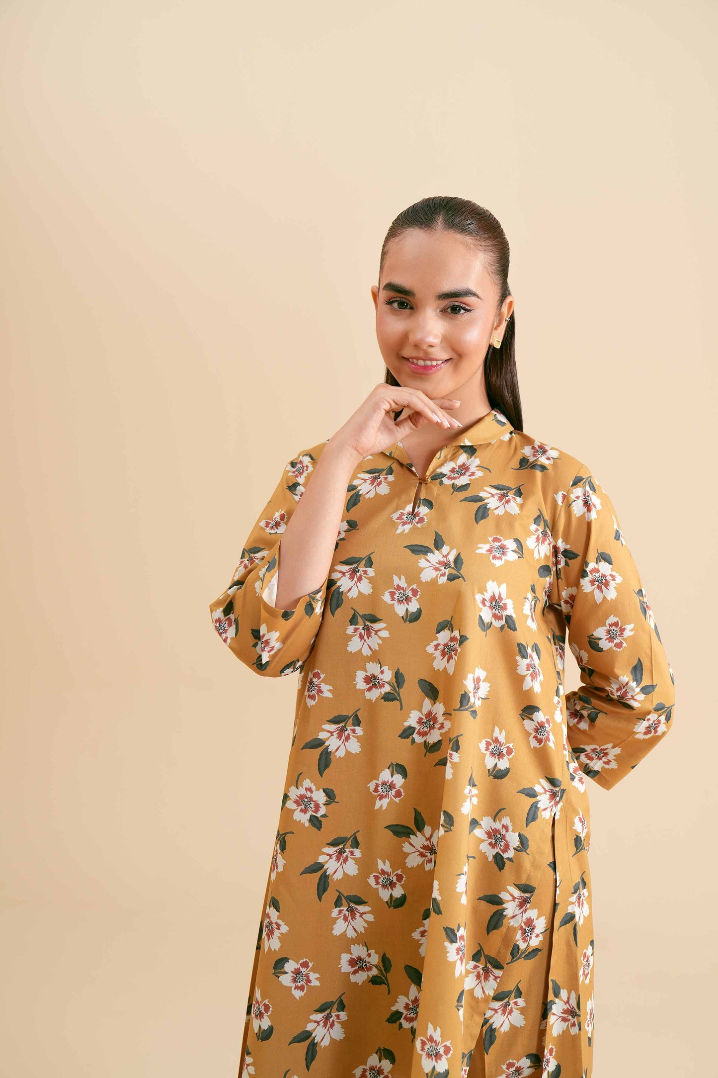 Mustard Yellow Blossom Printed 2-Piece Set