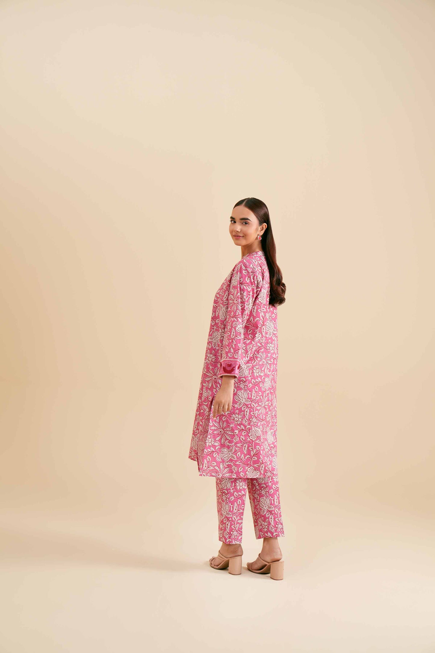 Fuchsia Floral Two-Piece Suit