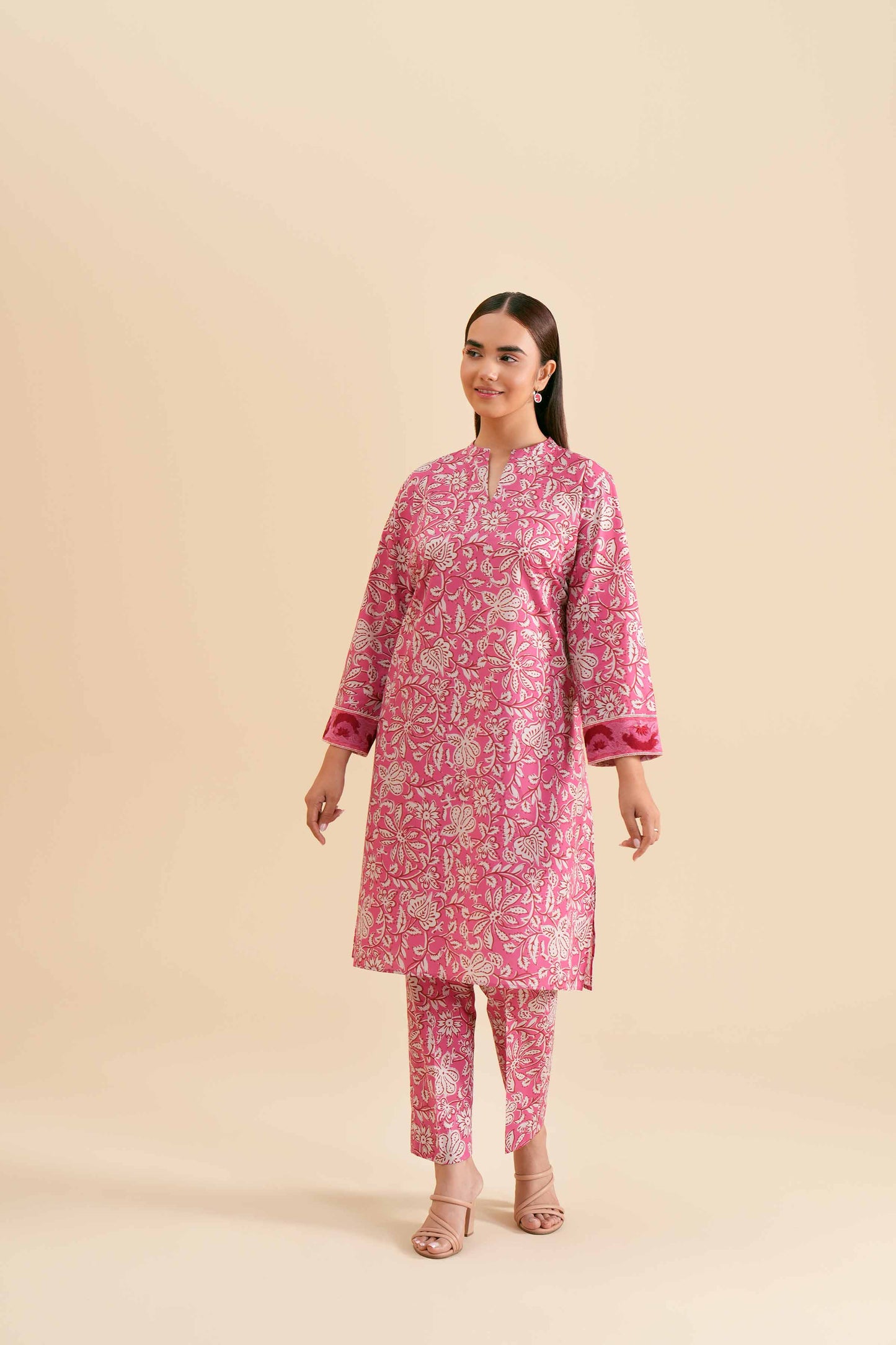 Fuchsia Floral Two-Piece Suit