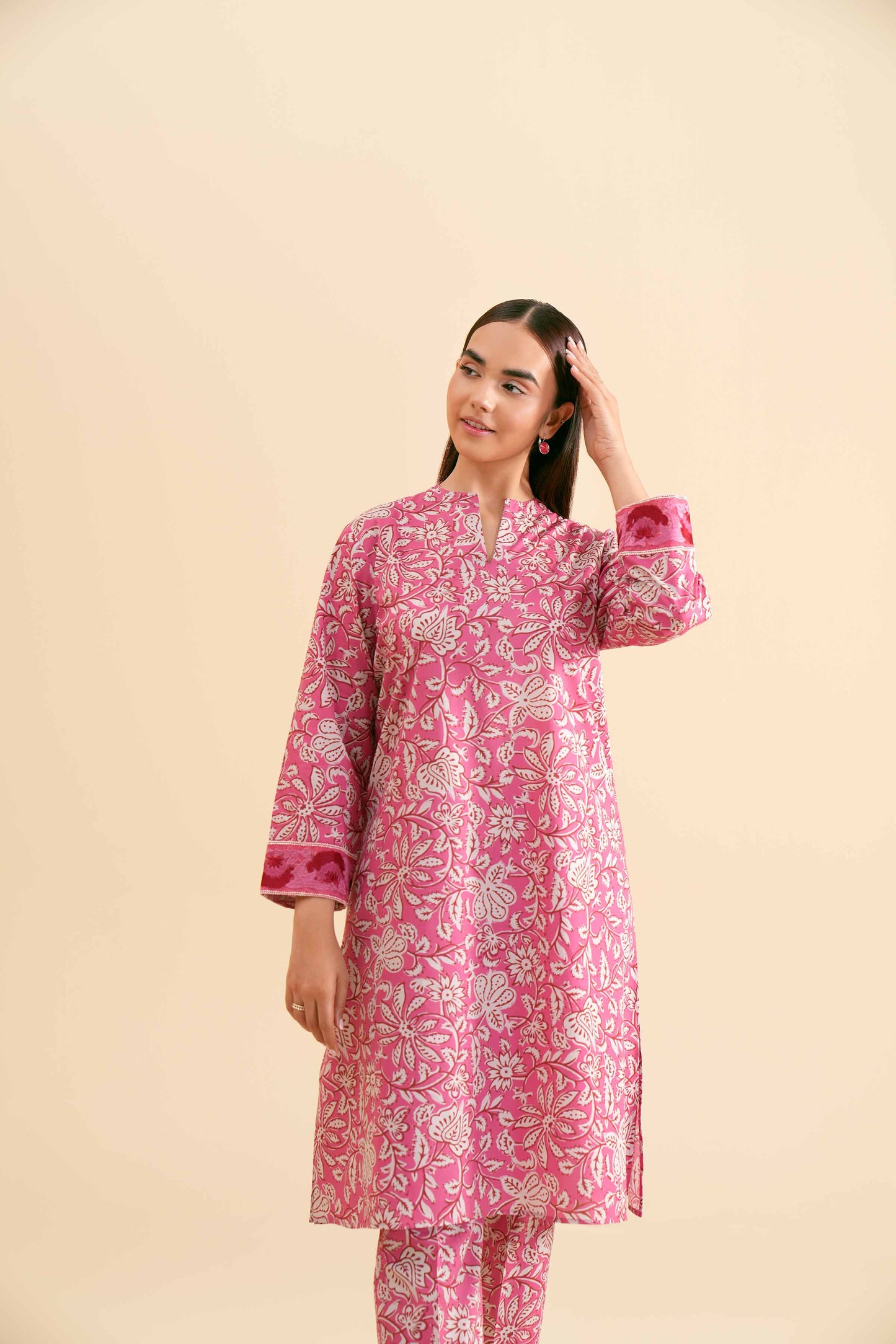 Fuchsia Floral Two-Piece Suit