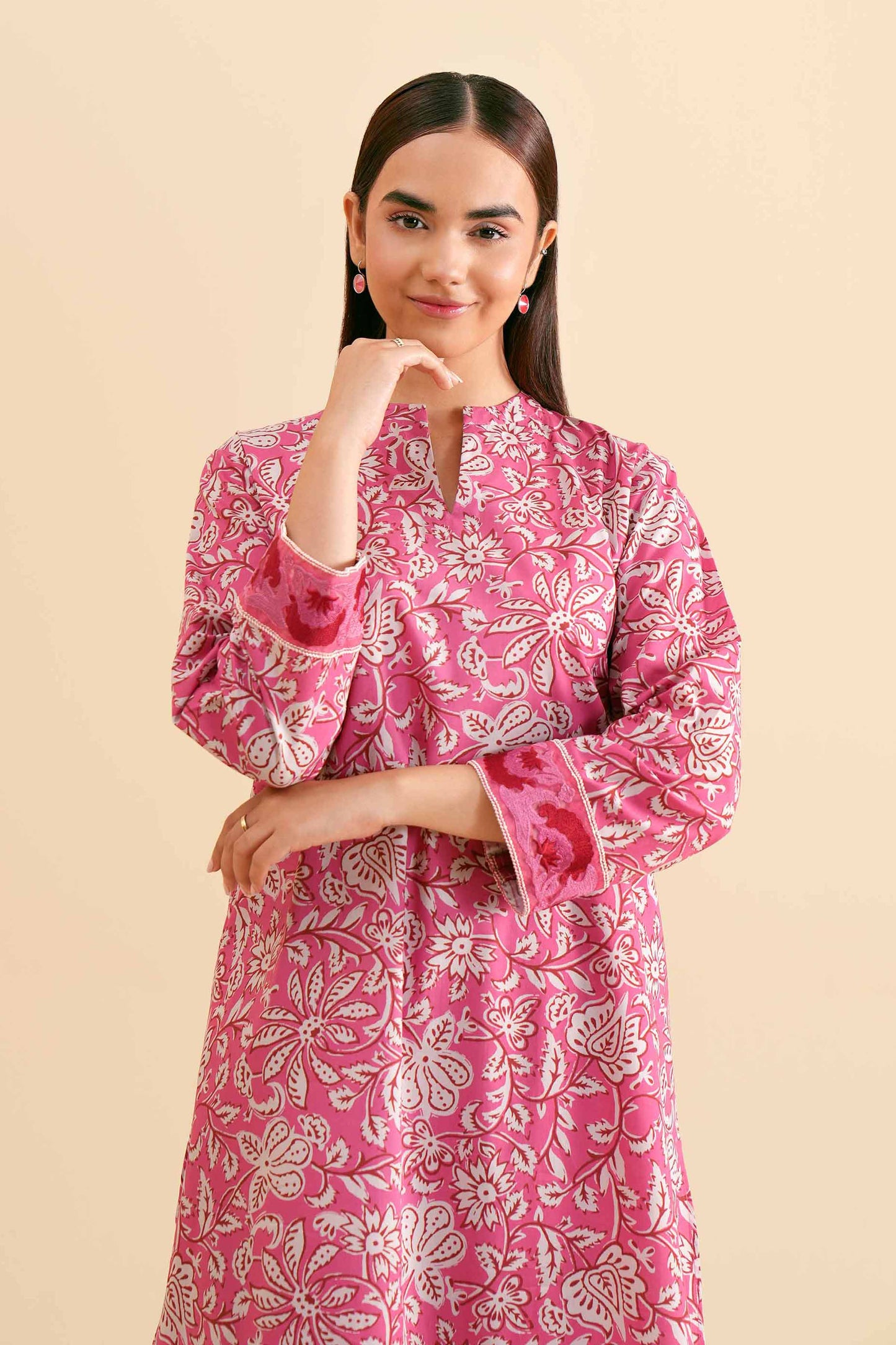 Fuchsia Floral Two-Piece Suit