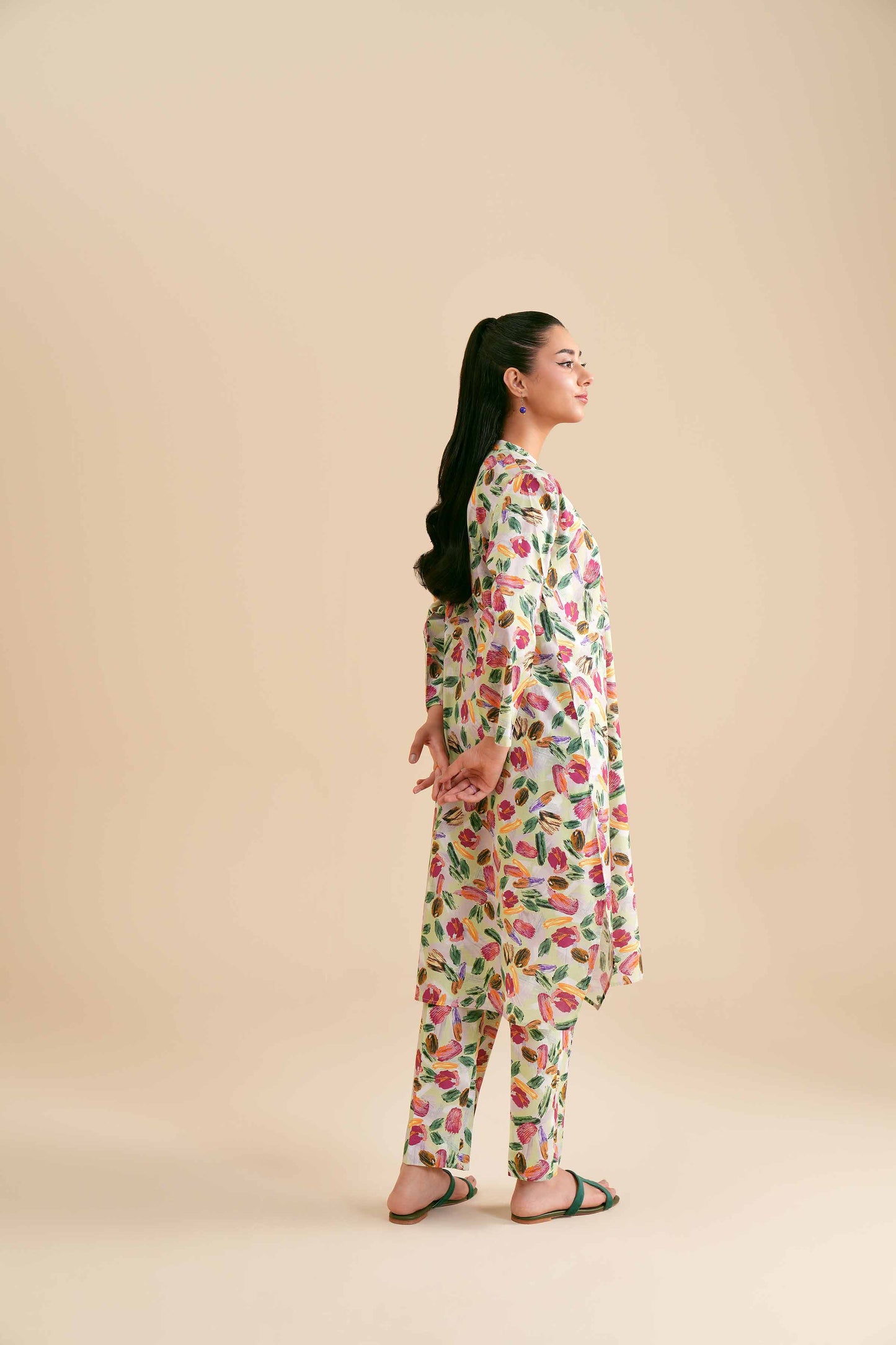 White Botanical Abstract Printed Outfit