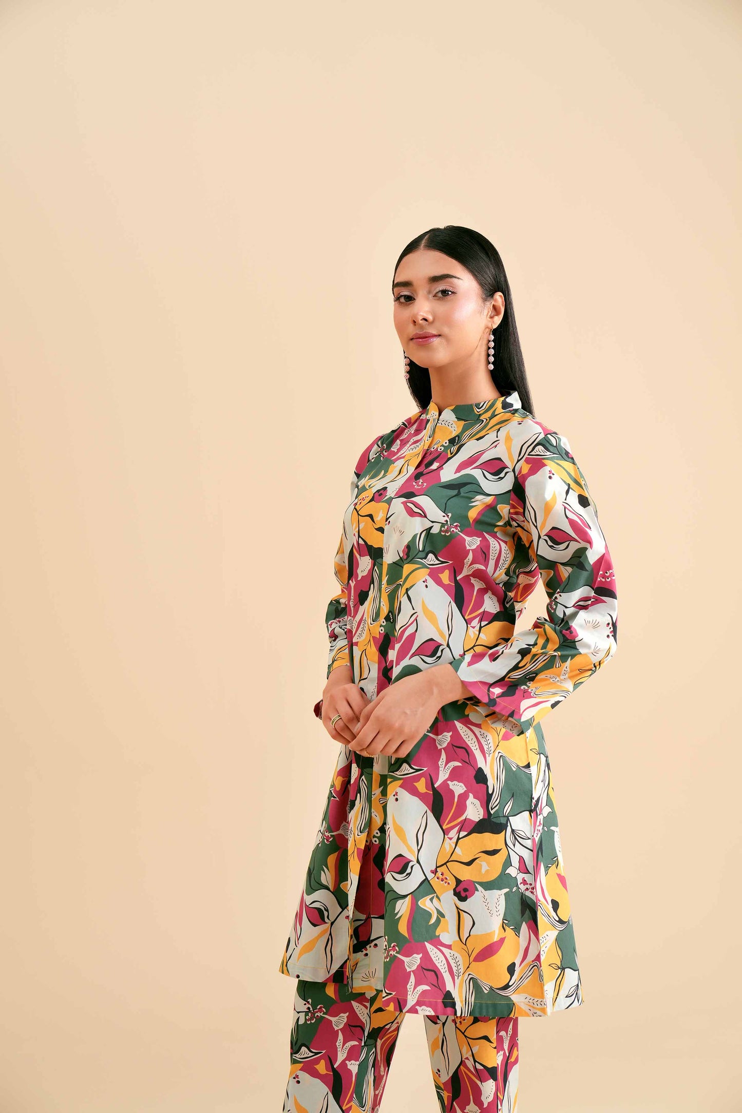 Multicolor Abstract Face Art Printed Co-ord Set