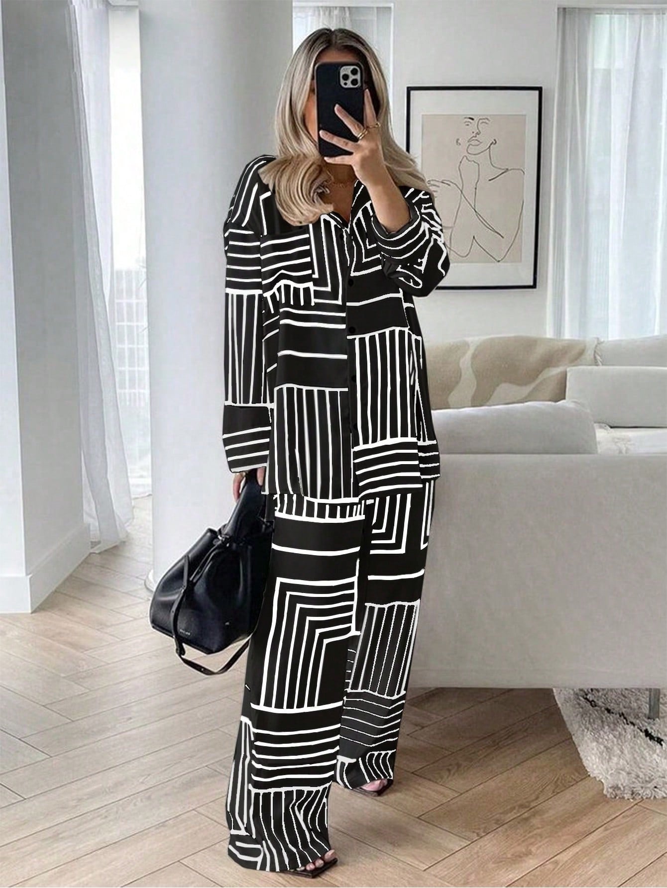 Black Elegant Casual Commuter 2 Pieces Co-ord Set