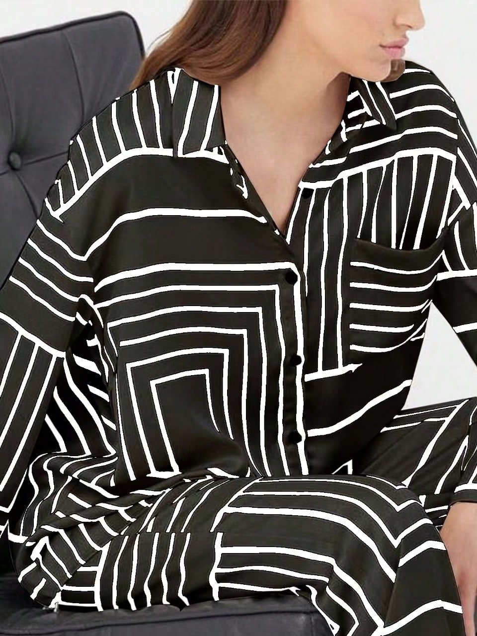 Black Elegant Casual Commuter 2 Pieces Co-ord Set