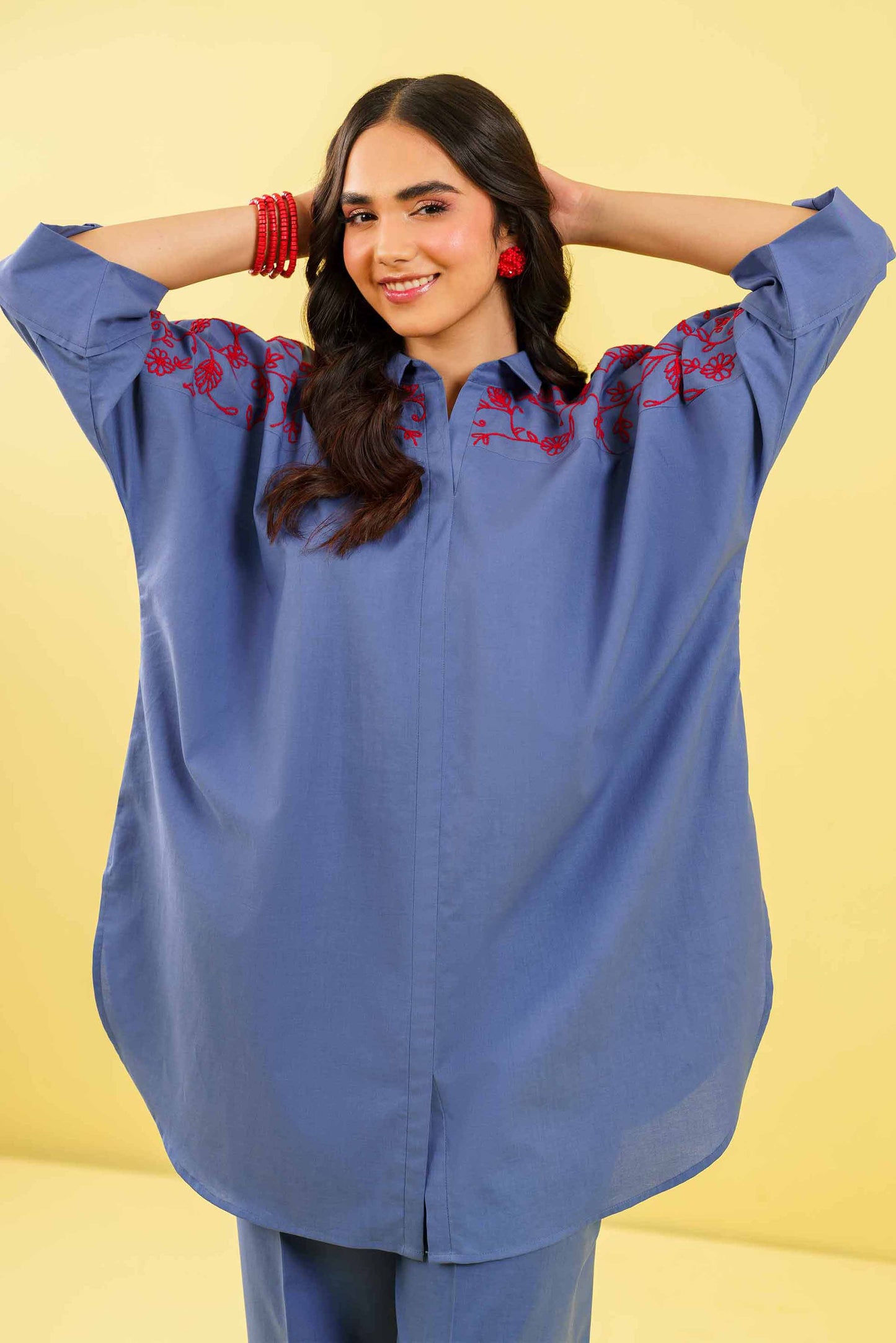 Blueberry Charm Embroidered Kurta Set
