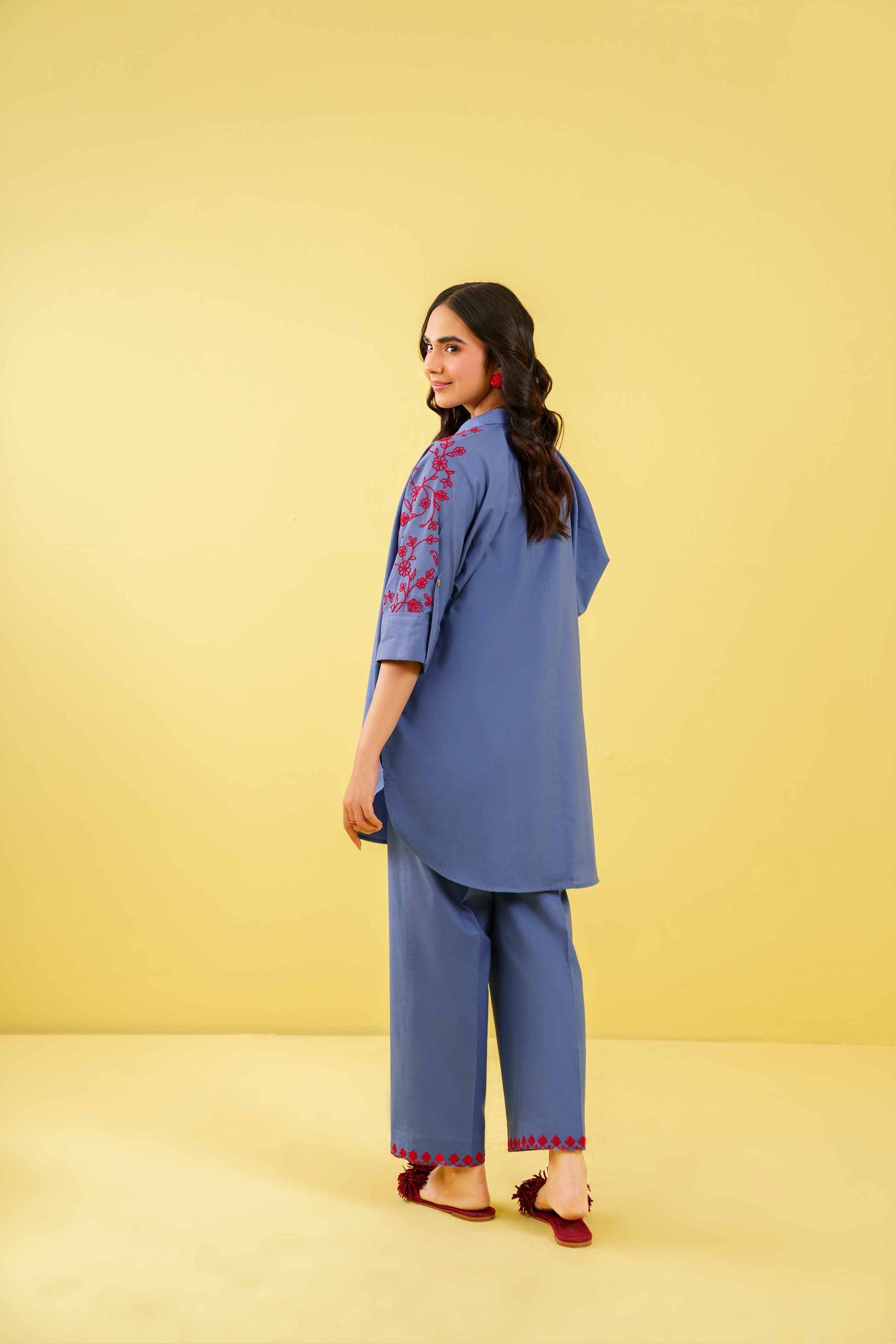 Blueberry Charm Embroidered Kurta Set