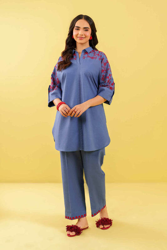 Blueberry Charm Embroidered Kurta Set