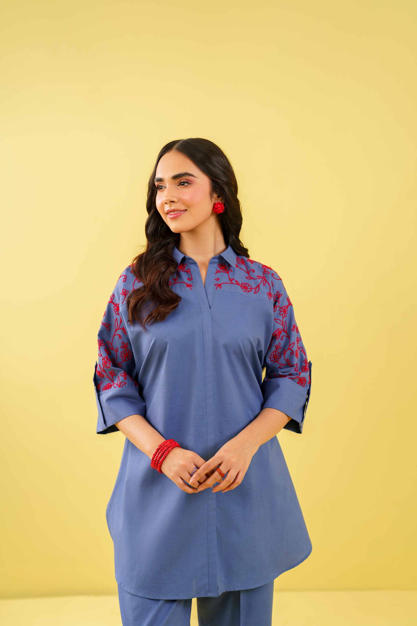 Blueberry Charm Embroidered Kurta Set