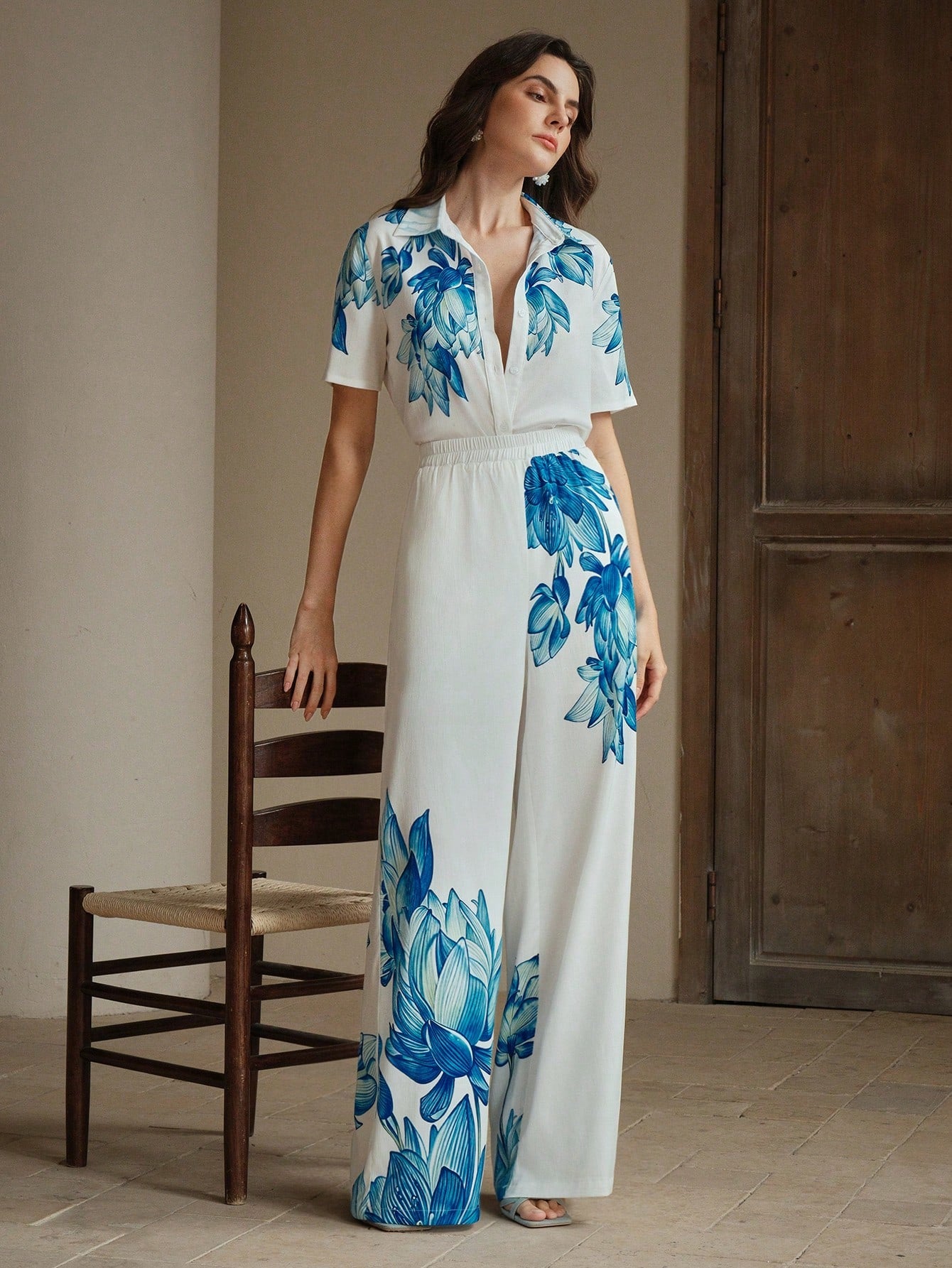 Multicolour Holiday Print Short Sleeve Shirt & Straight Leg Co-ord Set