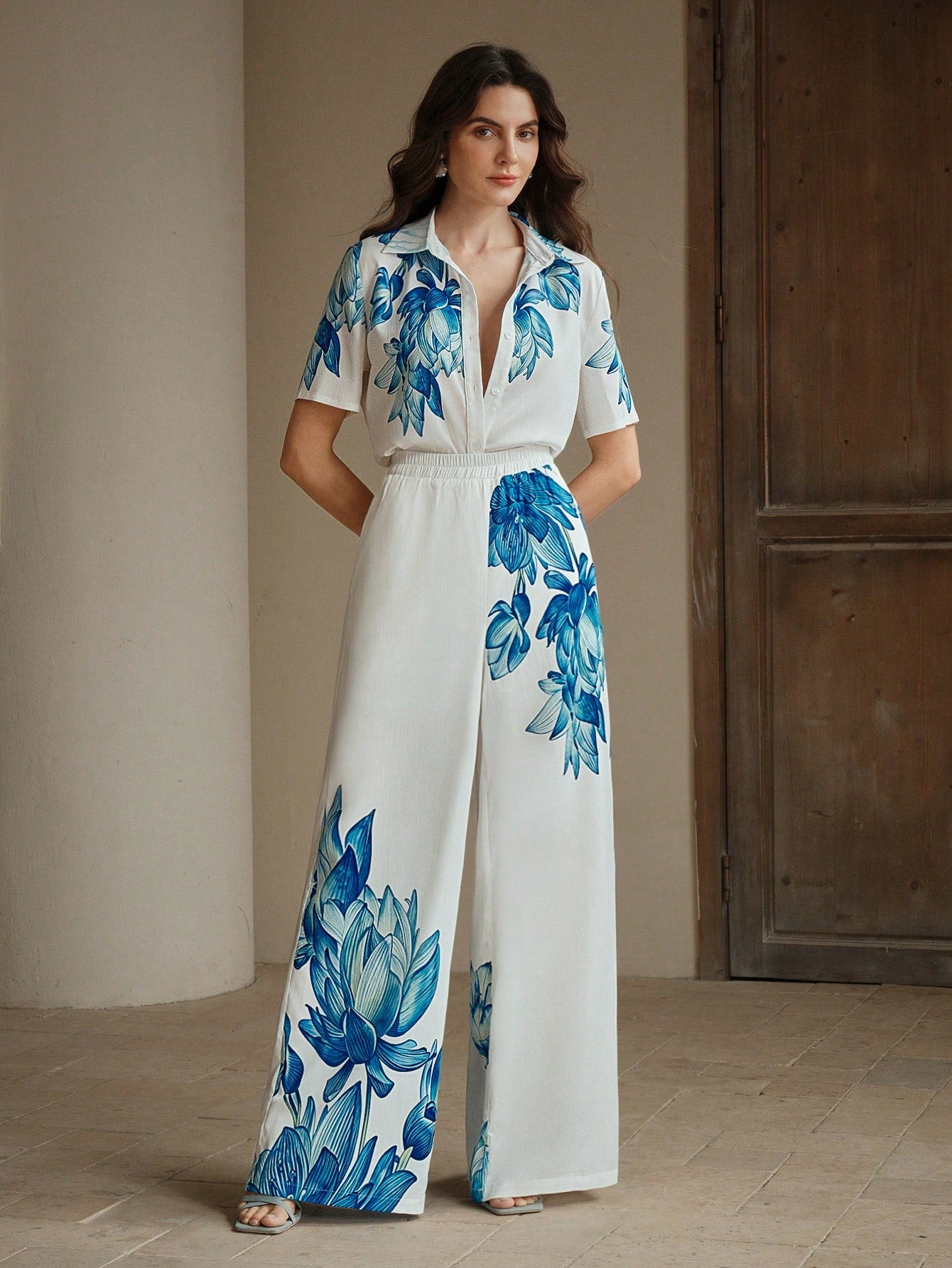 Multicolour Holiday Print Short Sleeve Shirt & Straight Leg Co-ord Set