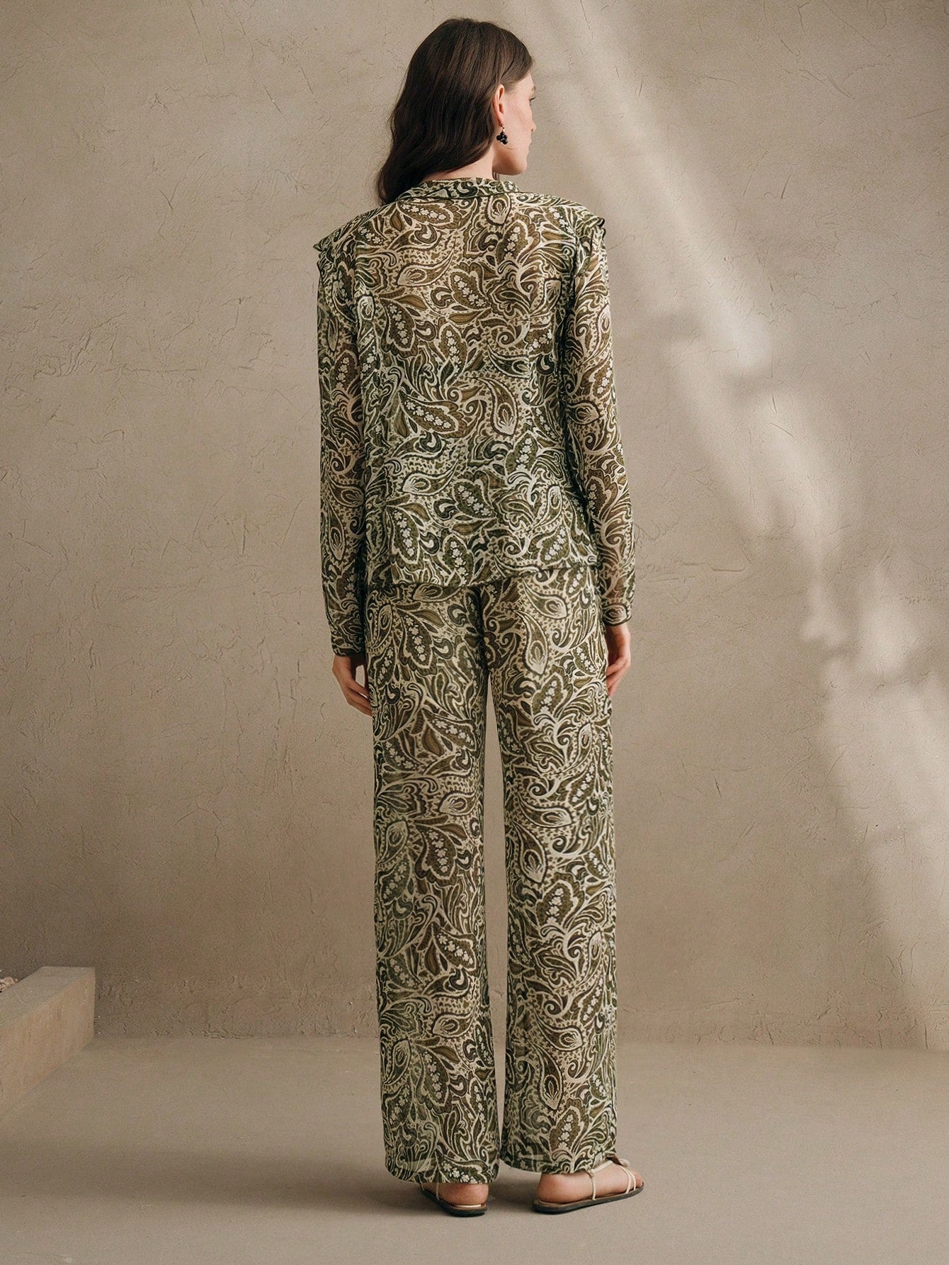 Yacht Beach Vacation Casual Plant Floral Tie Front Co-ord Set