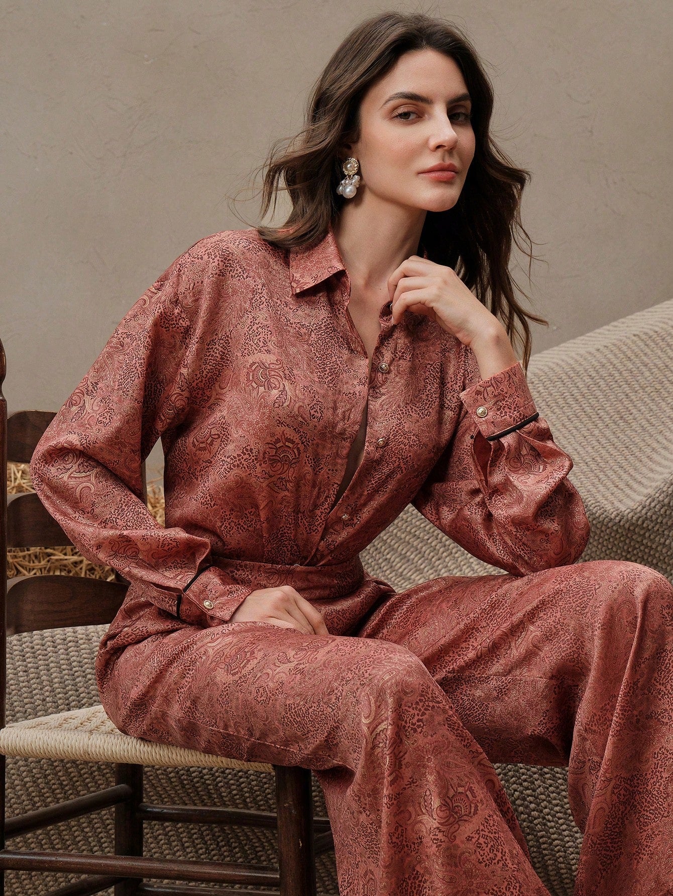 Redwood Elegant Leopard & Paisley Print Co-ord Set