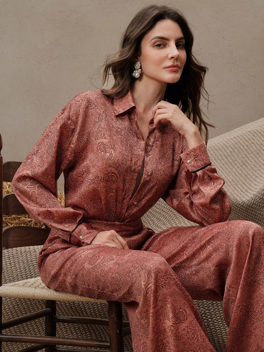 Redwood Elegant Leopard & Paisley Print Co-ord Set