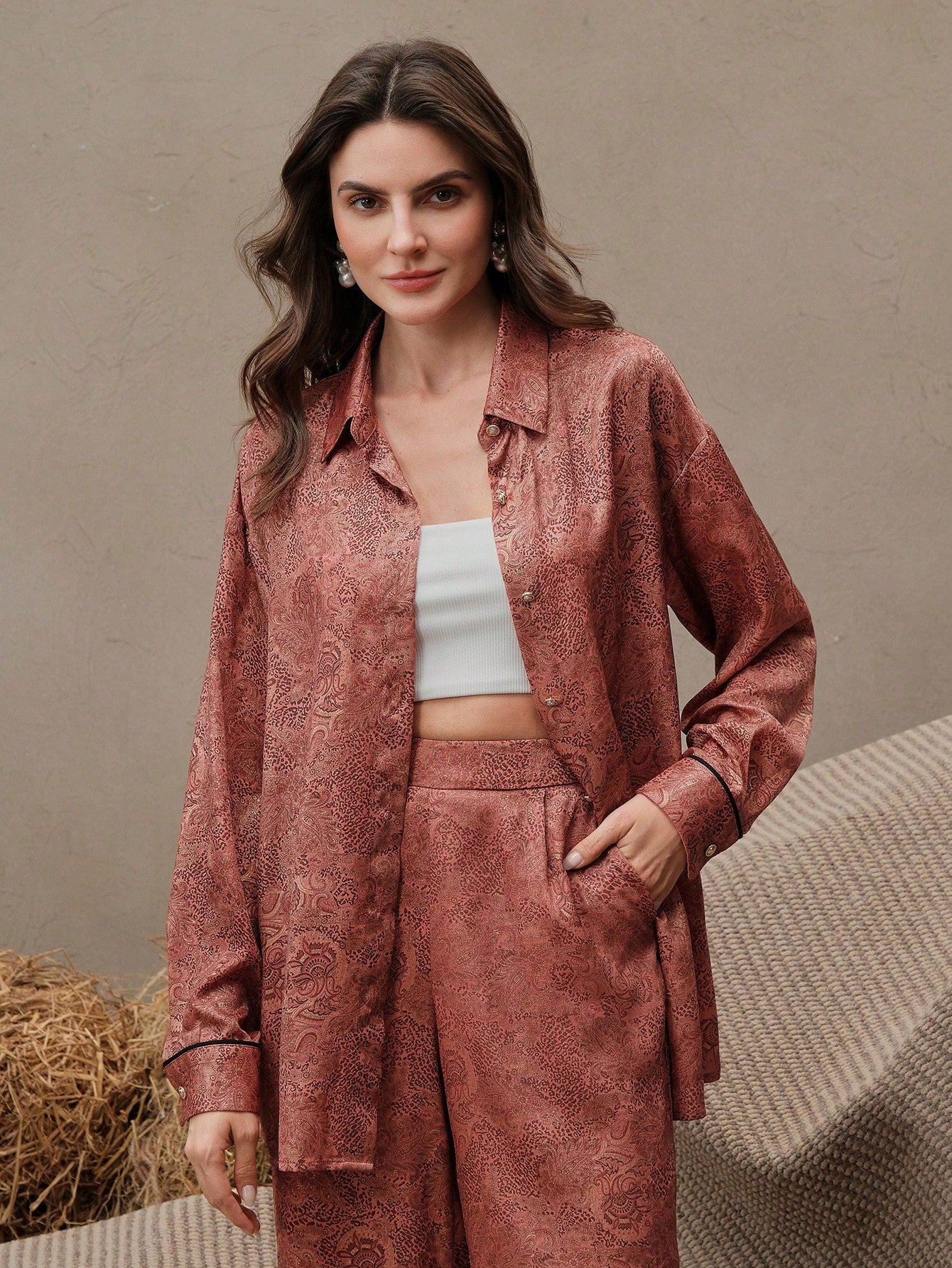 Redwood Elegant Leopard & Paisley Print Co-ord Set