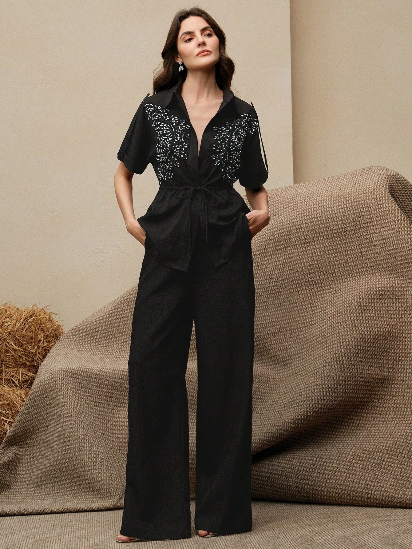 Black Elegant Dresses For Women Oldmoney Co-ord Set