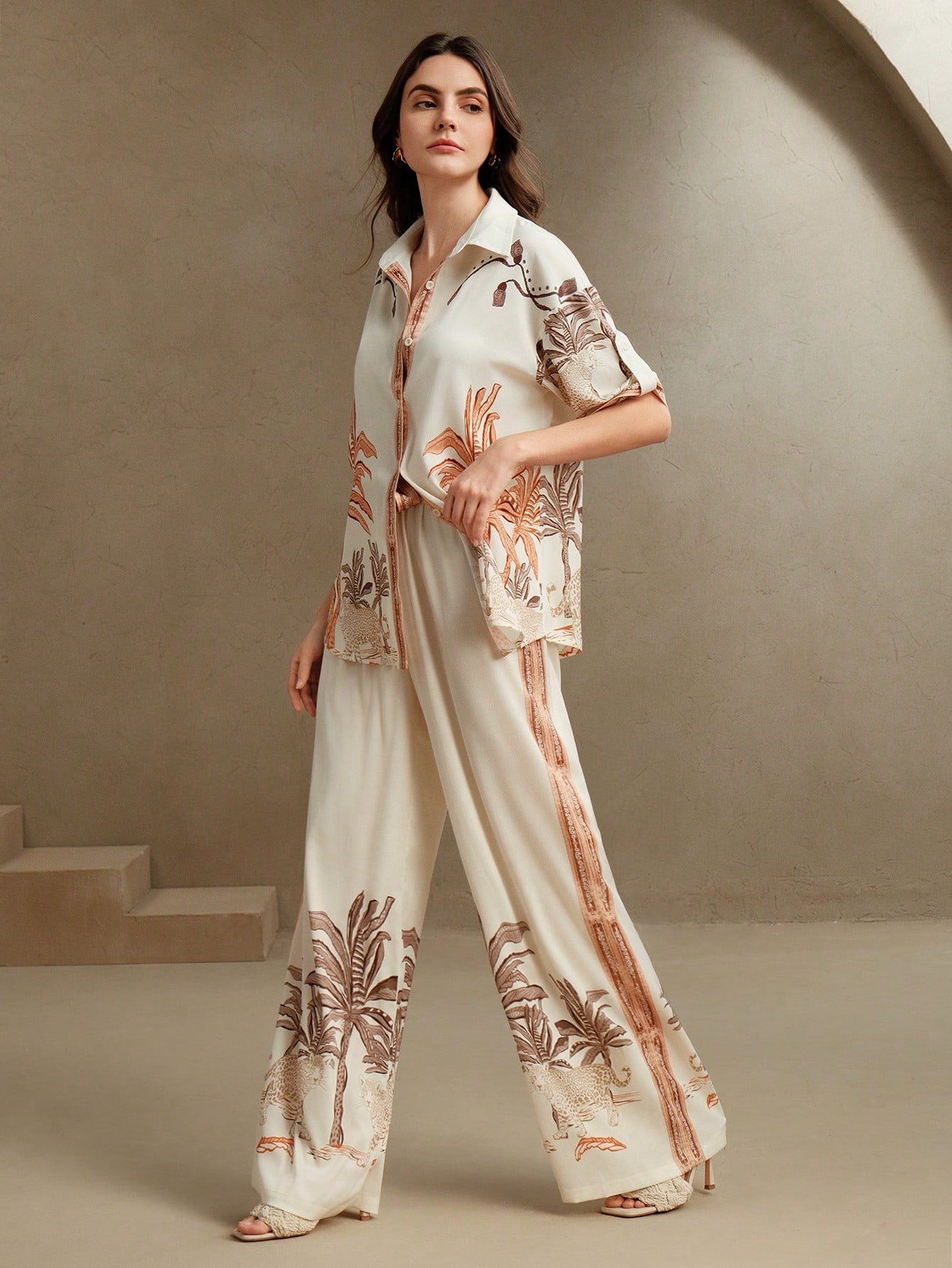 Multicolor Casual Vintage Print 2Pcs Co-ord Set