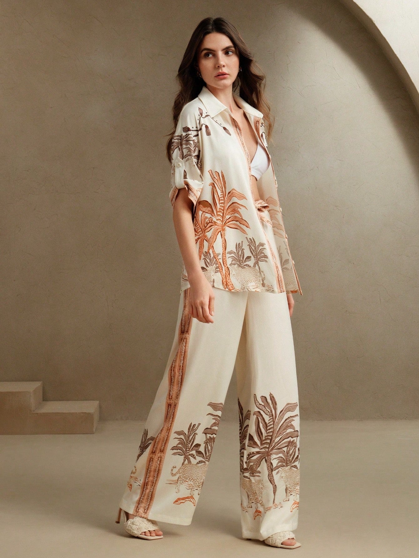 Multicolor Casual Vintage Print 2Pcs Co-ord Set