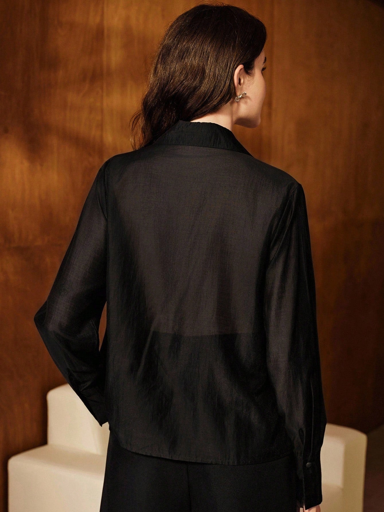 Women's Lace Applique Turndown Collar Co-ord Set