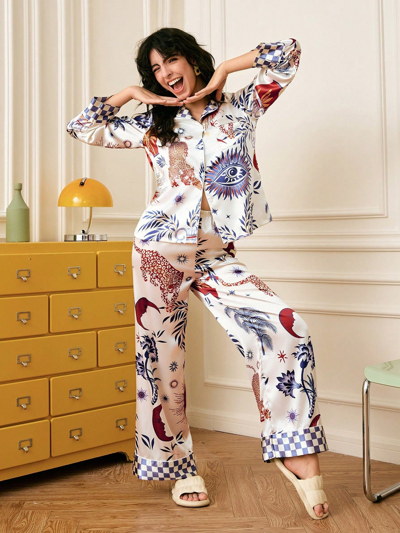 Chillnights Leopard Stripe Contrast Color Co-ord Set