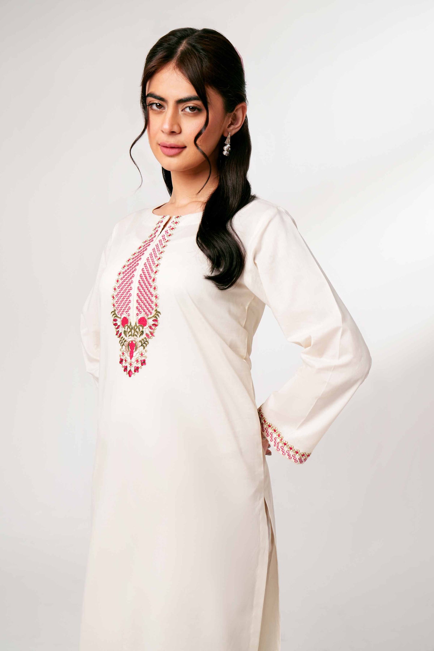 Elegant Ivory with Delicate Embroidery