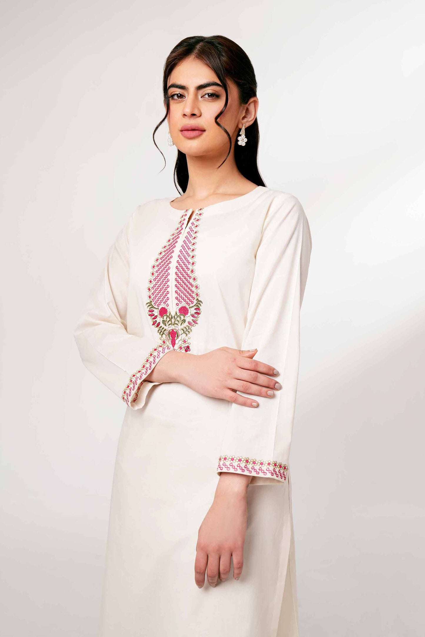 Elegant Ivory with Delicate Embroidery