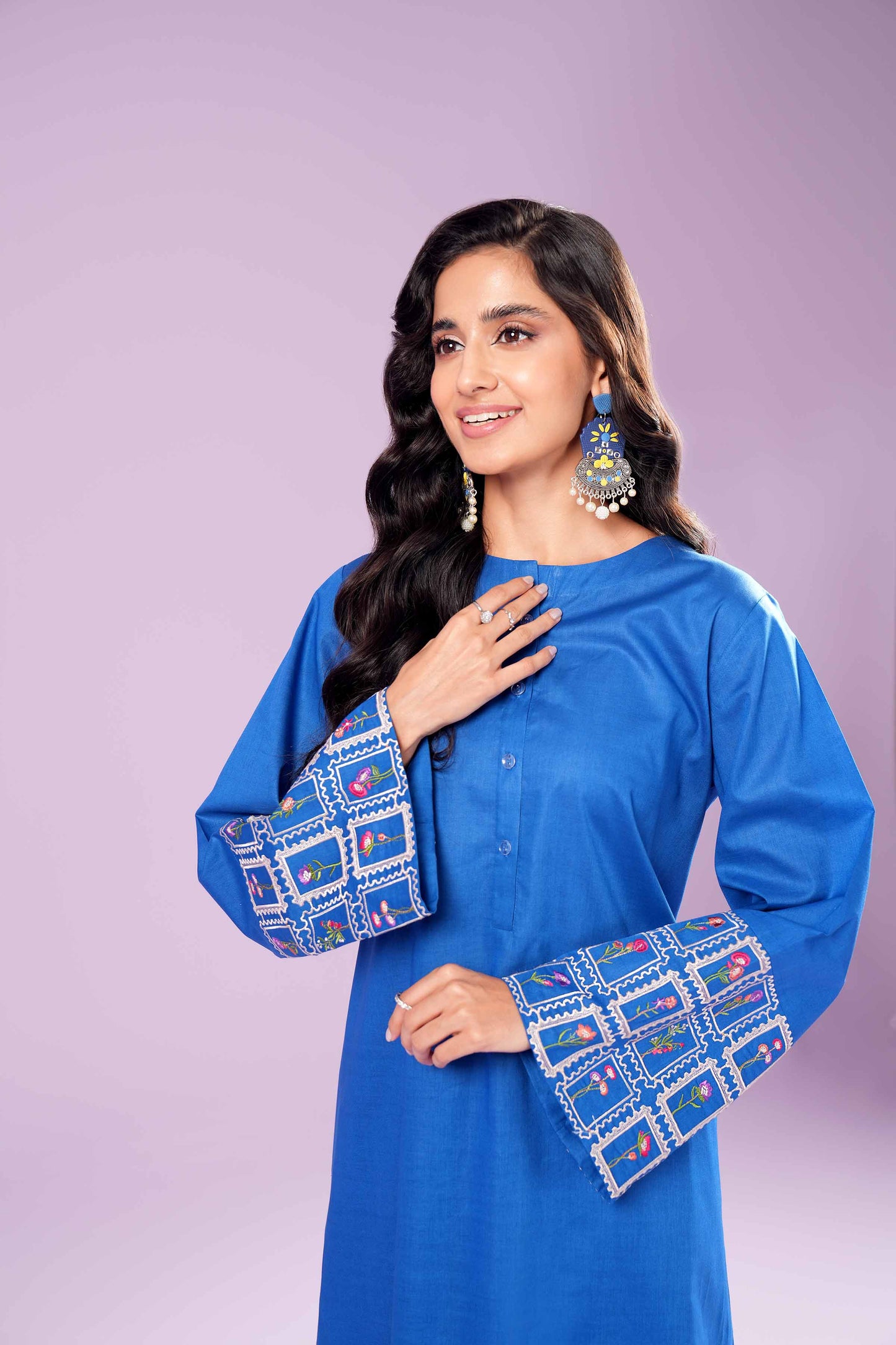 Azure Charm with Embroidered Sleeves