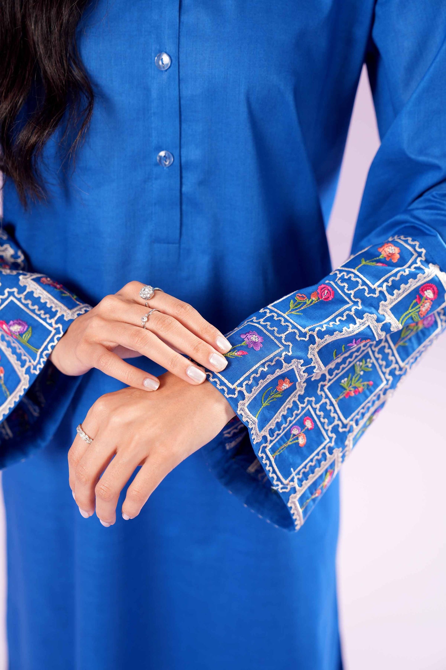Azure Charm with Embroidered Sleeves