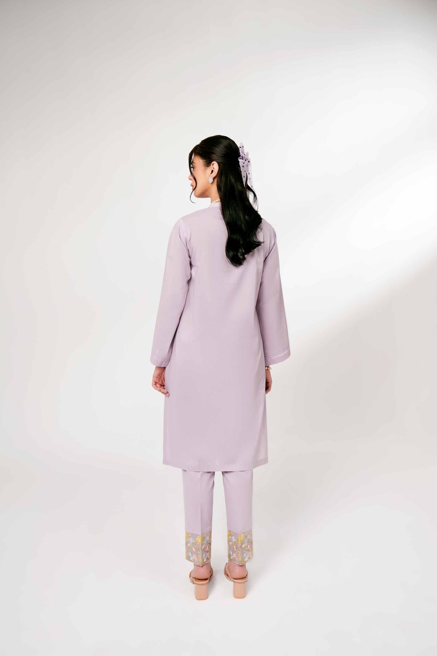 Lilac Bloom Embroidered Kurta Set