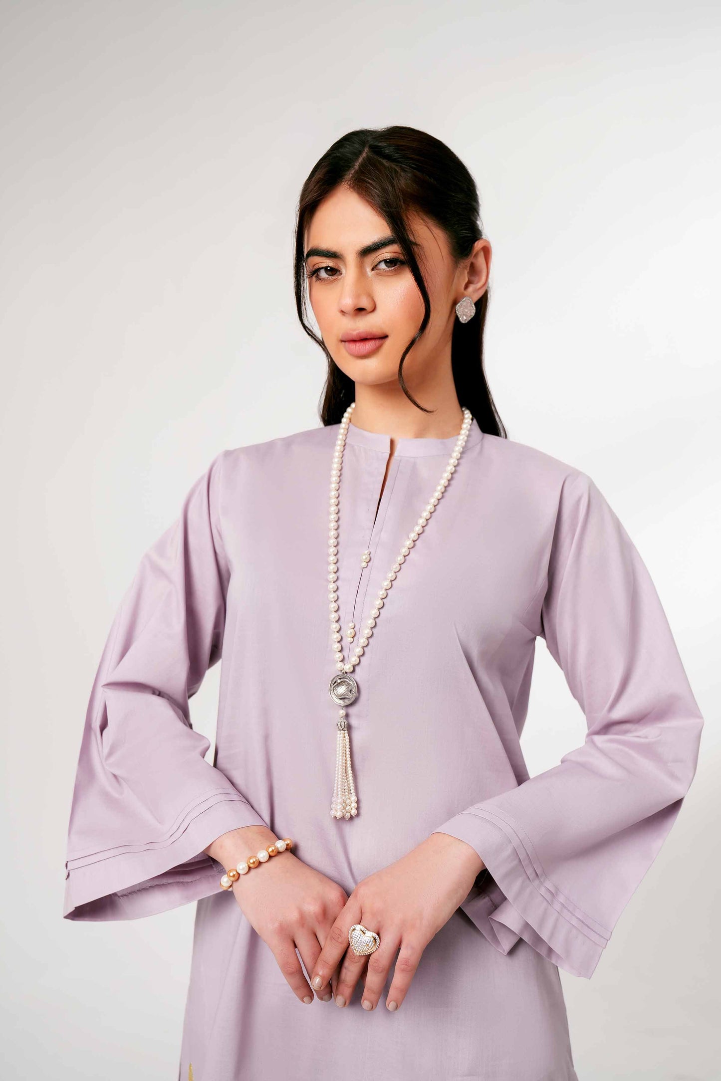 Lilac Bloom Embroidered Kurta Set