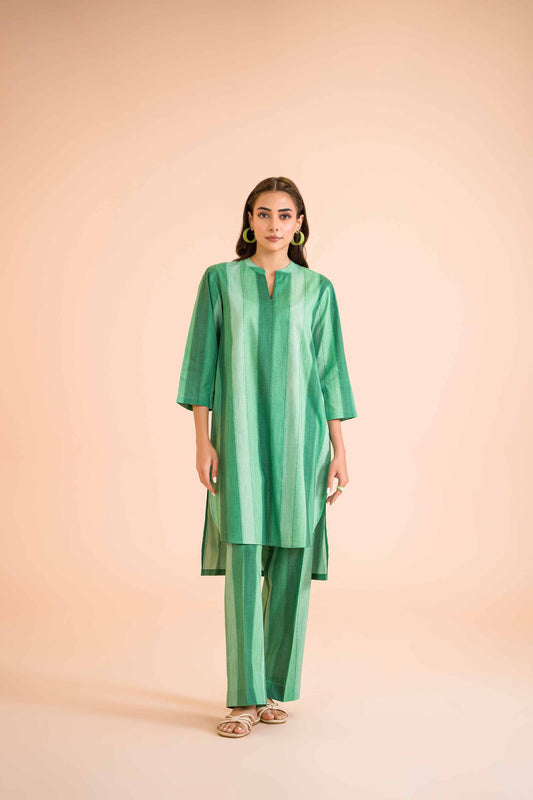 Verdant Elegance Striped Ensemble